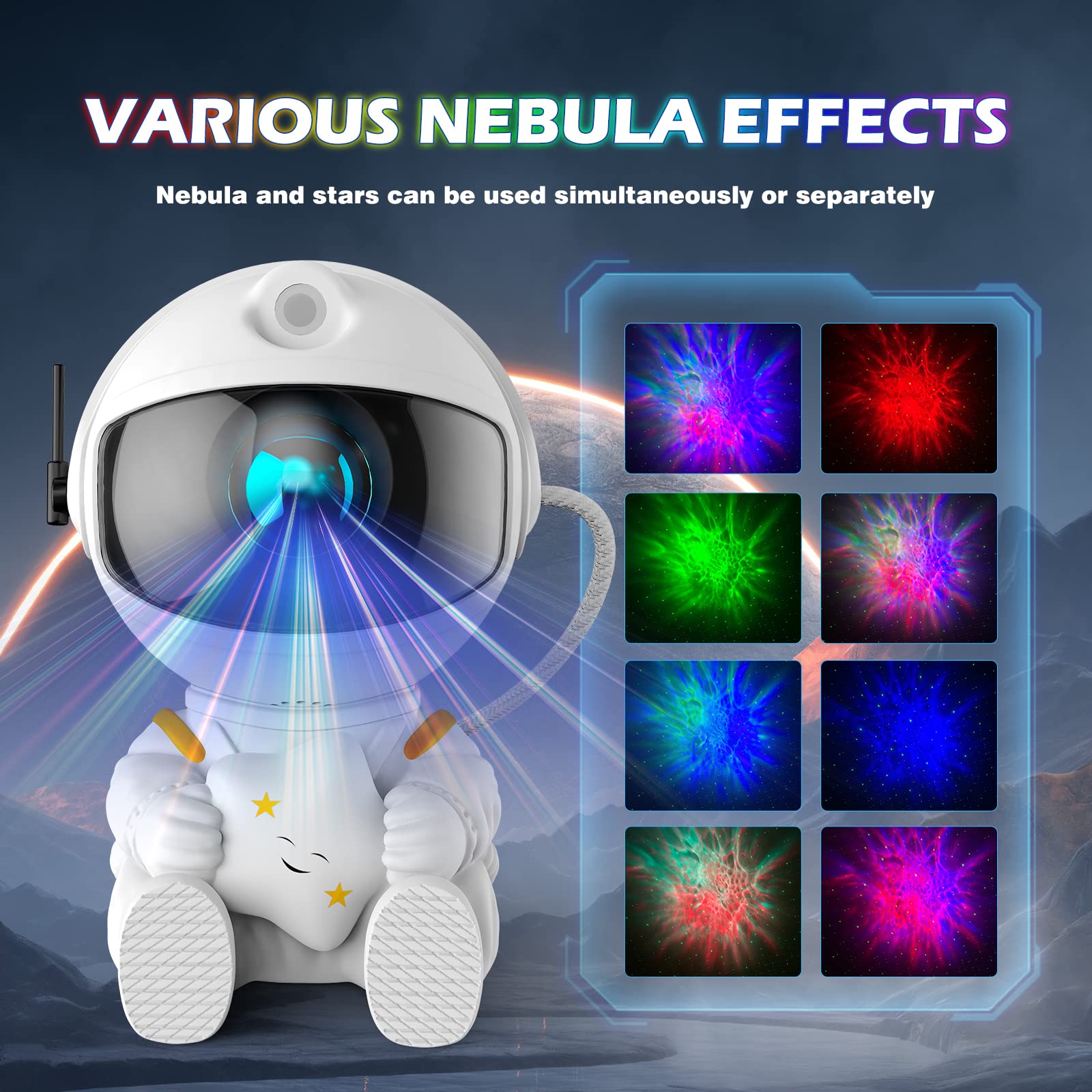 Fssqbflc Astronaut Galaxy Projector, Star Projector Galaxy Light, Night Light For Kids, Nebula Ceiling Led Lamp, Room Decor, With Timer And Remote,  For Birthdays