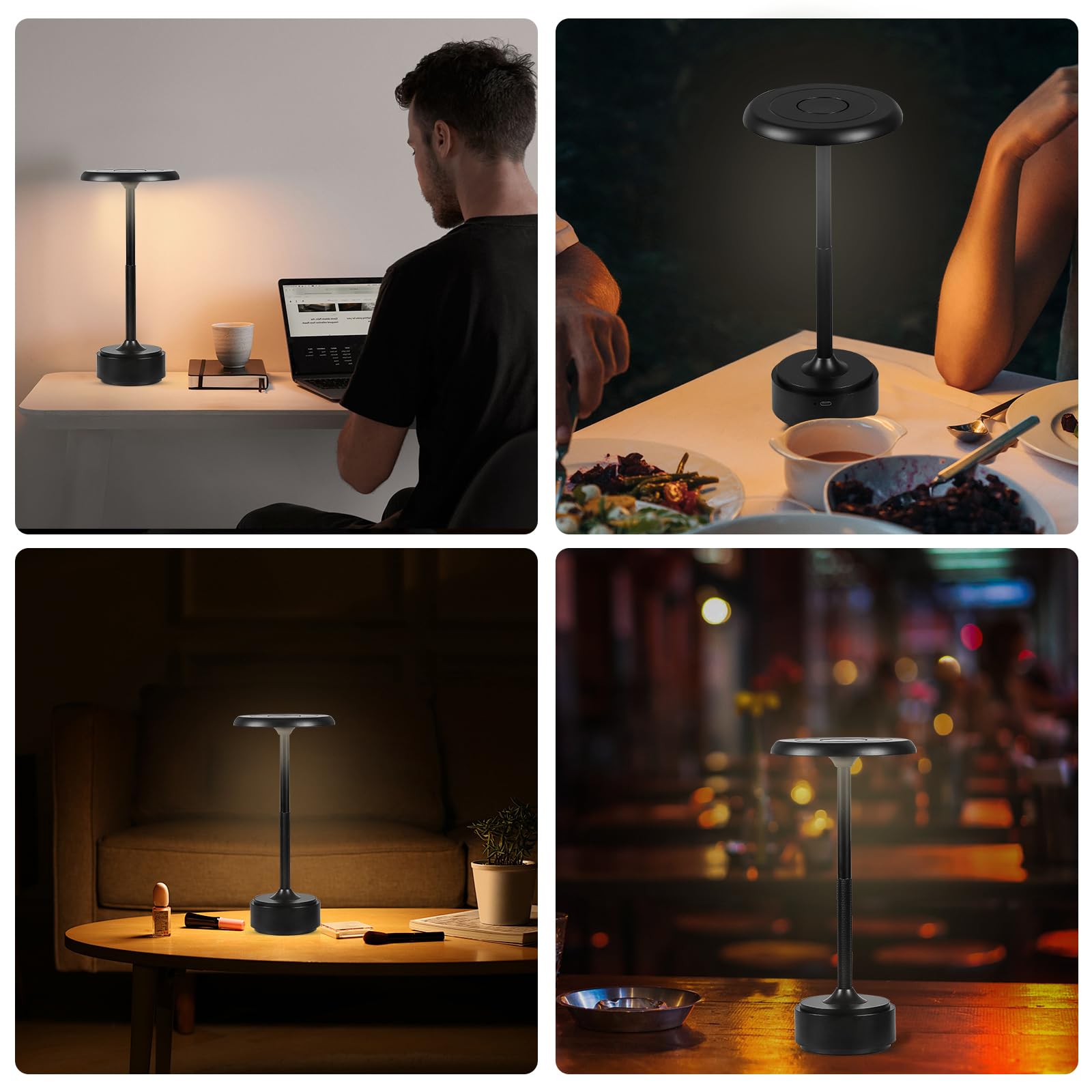 Yyxgoob Cordless Portable Led Table Lamp， Rechargeable Battery Operated Desk Lamp With Touch Sensor Three-Level Dimmable Suitable For Home Office Bedroom Hotel Room Restaurant Outdoo (Black) (Black)