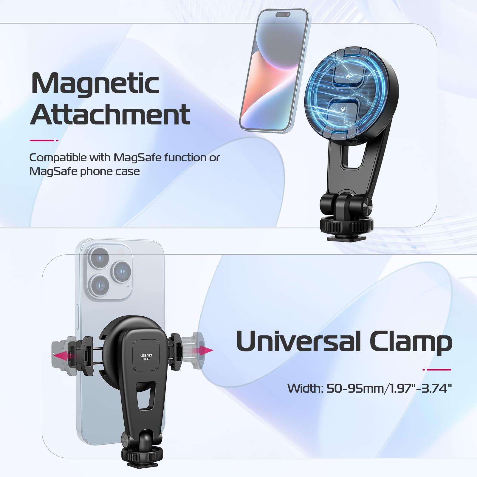 Ulanzi Magnetic Iphone Tripod Mount Ma47, Magnet Phone Holder Adapter Tripod Clamp Compatible With Magsafe For Iphone 12 13 14 15 16 Plus Pro Max All Series And More