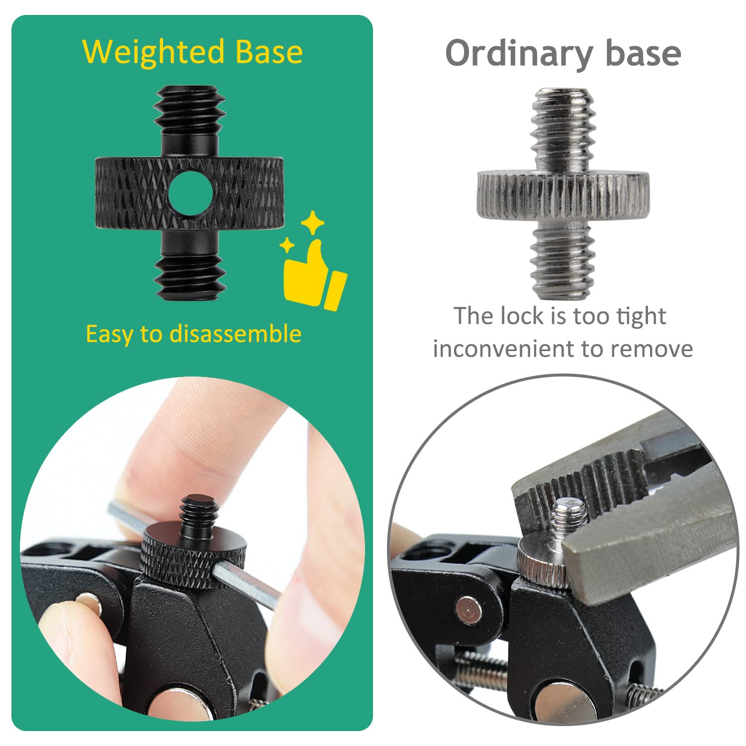 Rigych 1/4 Male To 1/4 Male Tripod Screw Adapter With Hole 1/4 Screw Camera Mount For Camera Tripod Mic Stand Mic Mount Light Stand Dslr Camera Cage 4 Pcs (Black)