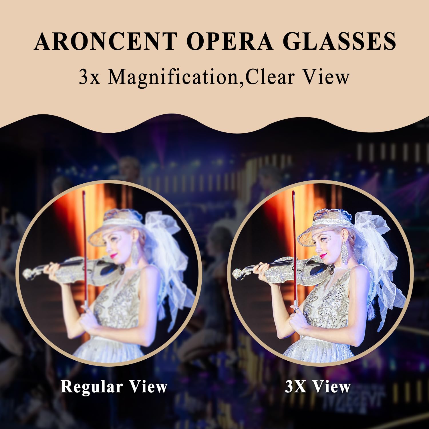 Aroncent Opera Glasses Binoculars 3X25 Compact With Adjustable Handle Theater Glasses, Mini Binocular For Adults Men Women In Opera Musical Concert(Black)