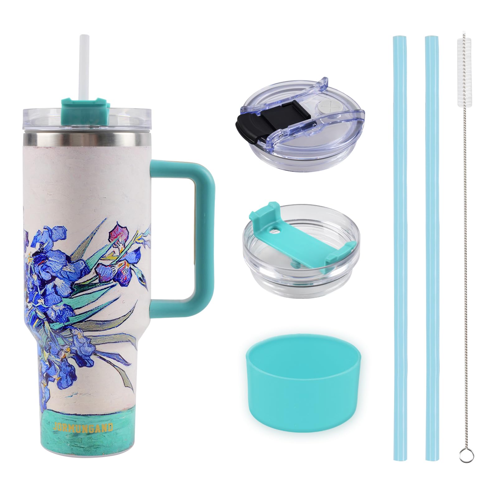 Jormungand 40 Oz Tumbler With Handle And Straw Stainless Steel Vacuum Insulated Water Bottle