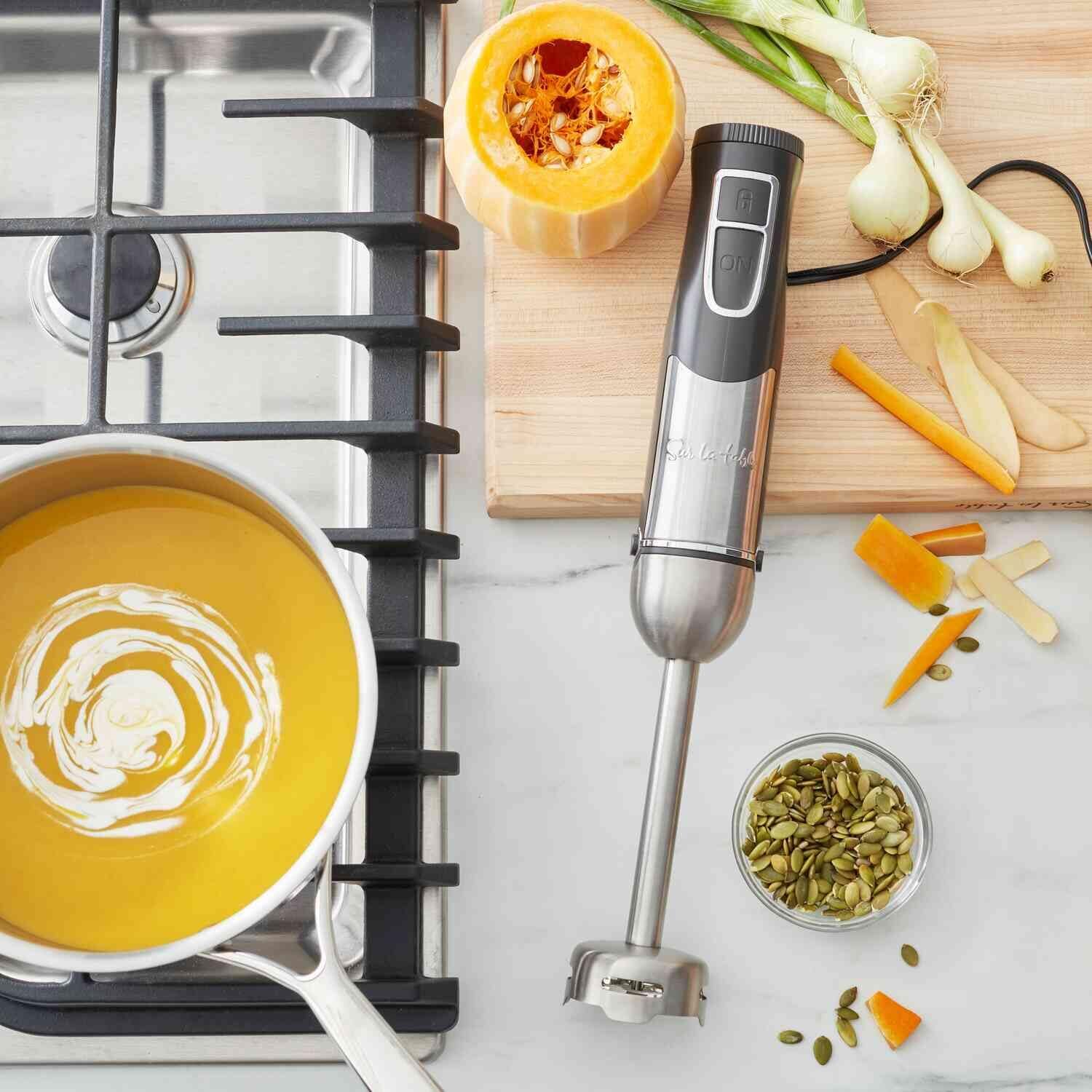 Sur La Table Immersion Blender With Whisk & Storage, Silver