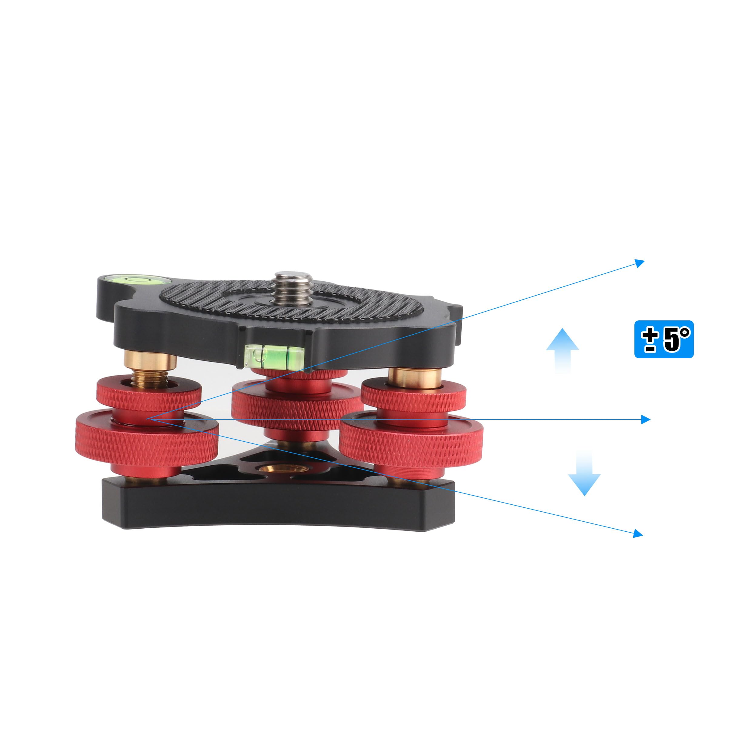 Fotga 33Lb Load Camera Tripod Lever Stand Leveling Base Tri Wheel Head -/+ 5 Degree Angle Adjustment With 3/8"-16 Thread Mount For Dslr Camera Tripod Head Panoramic Head Rail Slider Macro Photography