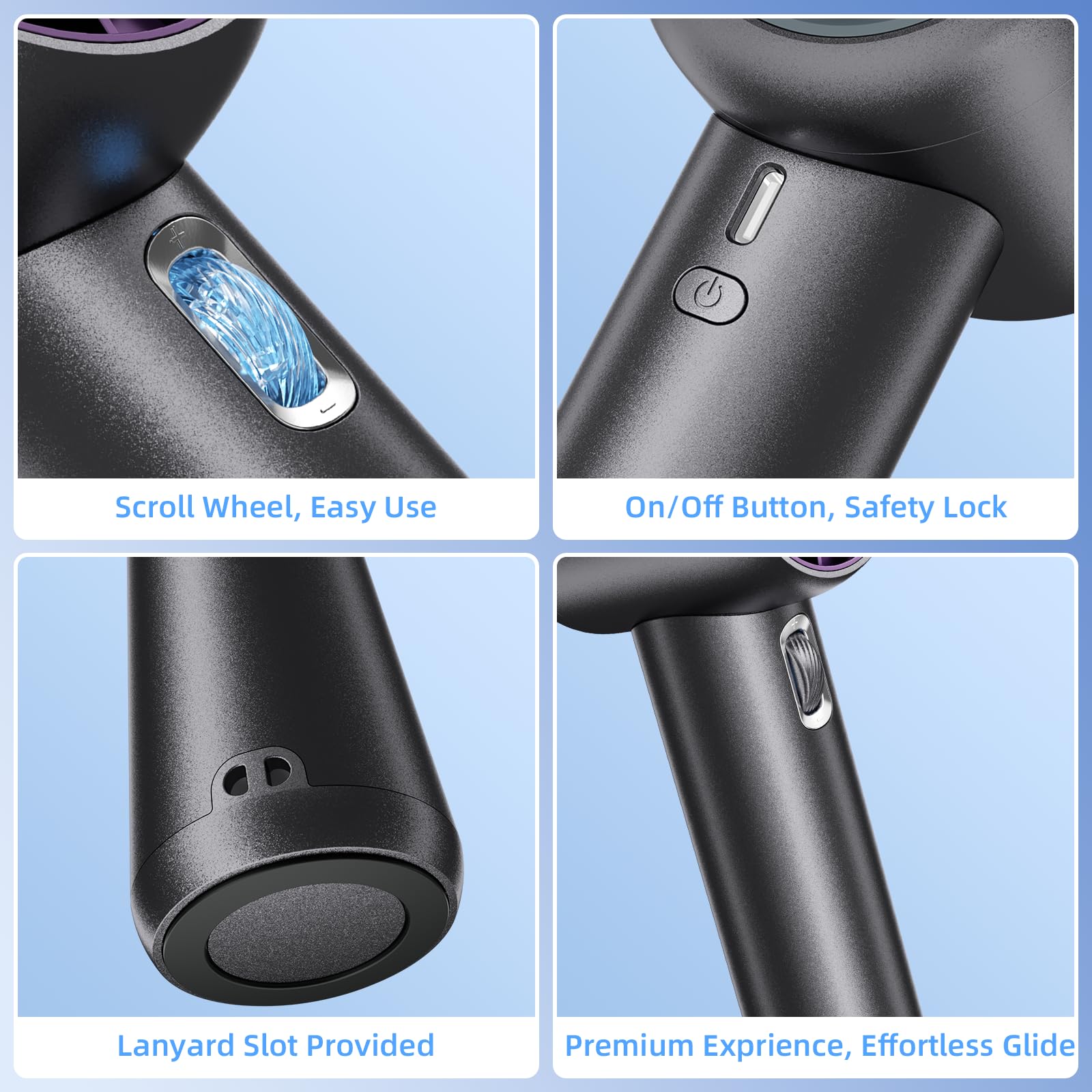Gf02 Portable Handheld Fan,Speed(1-199) Adjustable Wind Levels,2.0 Fast Charge,3500Mah Battery,13H