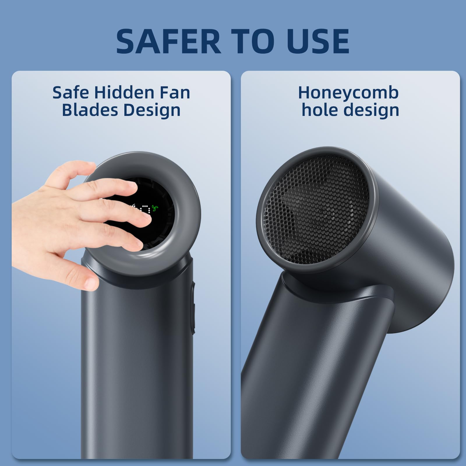 Portable Handheld Mini Fan With Digital Display, 5-Speed Adjustable Personal Device, Lanyard, Wrist