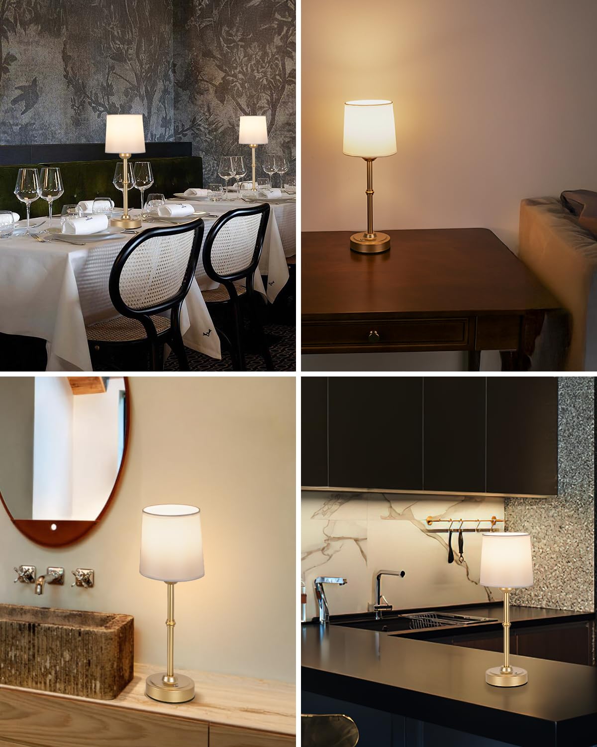 Yogaret Led Cordless Table Lamp-Fabric Shade Desk Lamp, 6000Mah Rechargeable Battery Powered Lighting, Dimmable Light For Dining Room, Bedroom, Bedside, Bar, Night Light