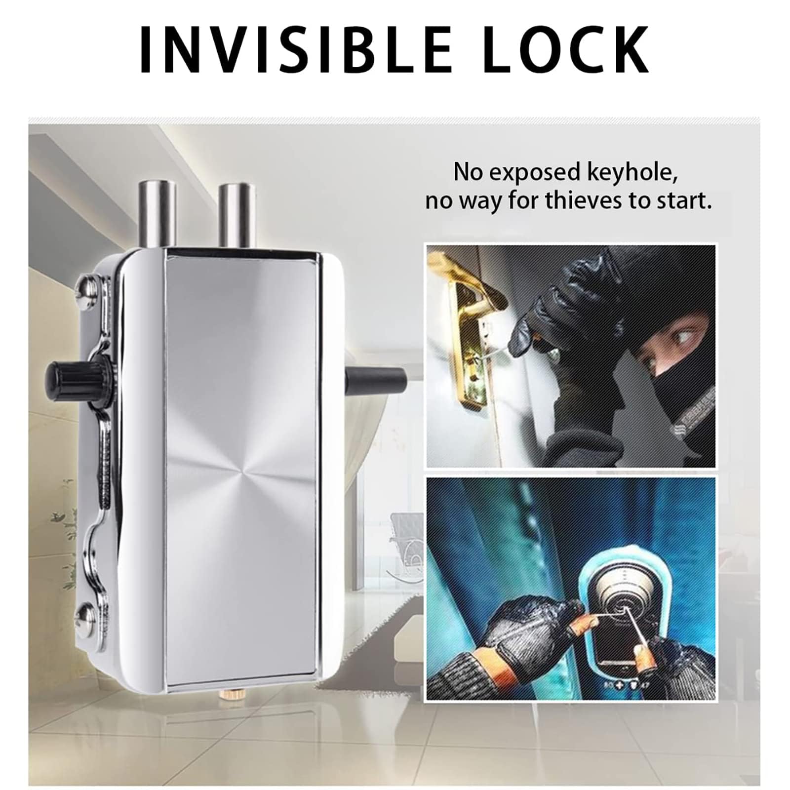 Vluoo Electronic Deadbolt Door Lock, Anti-Theft Remote Deadbolt Door Lock Zinc Alloy Remote Lock For Door With 4 Remote Controls, Ttlock Lock And Bluetooth Unlock