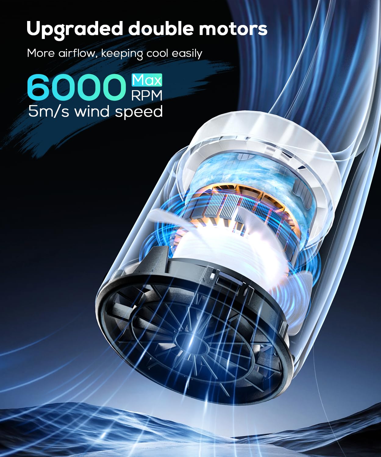 Portable Neck Fan 2 Pack, Hands-Free Wearable Personal Fan, 360° Cooling, 4 Speeds, 8000 Mah Battery