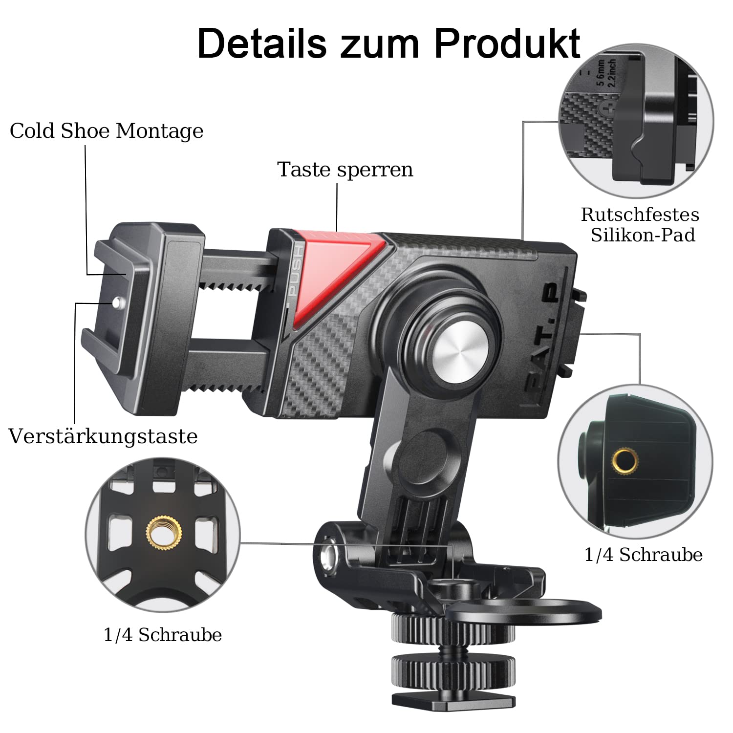 Zeetain Camera Hot Shoe Phone Holder, Phone Tripod Mount Adapter With Cold Shoe For Microphone Led Light Iphone Dslr Camera Photography Vlogging