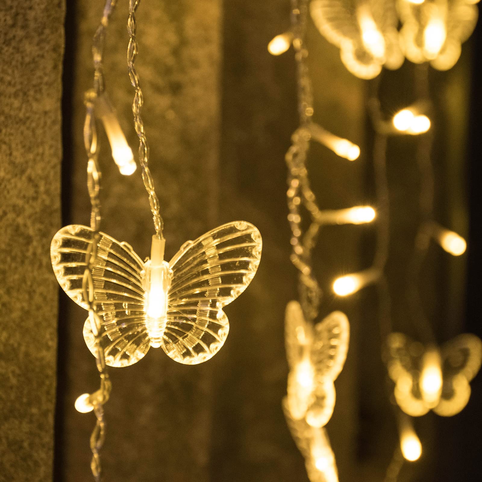 Yolight Butterfly Solar Lights Outdoor 13Ft Led Fairy Curtain Light With Remote, Usb Rechargable Waterproof Solar Firefly Light Butterfly Decor For Garden Patio Balcony Fence Tent Easter (Warm White)