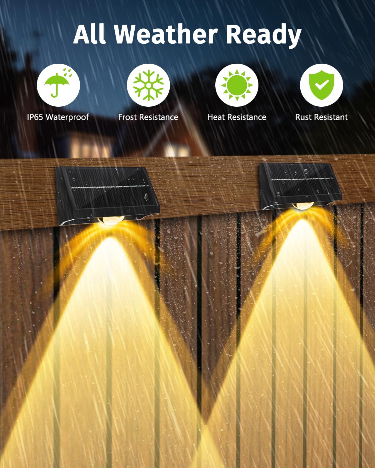 Senlukit Solar Fence Lights Outdoor Waterproof High Brightness Led Spot Lens Deck Lights 7 Mode Warm & Cool White Rgb Solar Powered Wall Lighting Decor For Outside Patio Step Backyard Railing Pool - 8 Pack