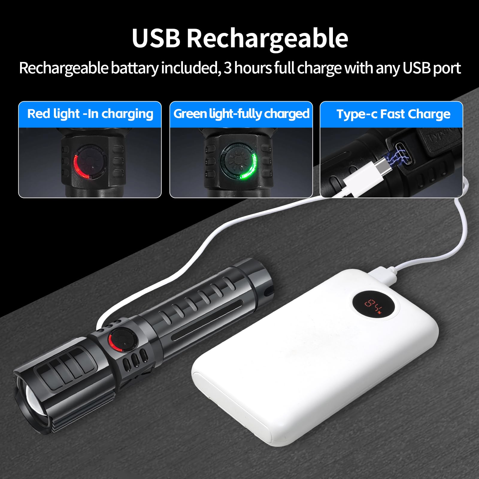 Luozroll Led Flashlight 2 Pack Mini Camping Flashlights With 3 Modes, Tactical Flashlight, Waterproof Zoomable Flash Light For Camping Gear、Hiking & Emergency