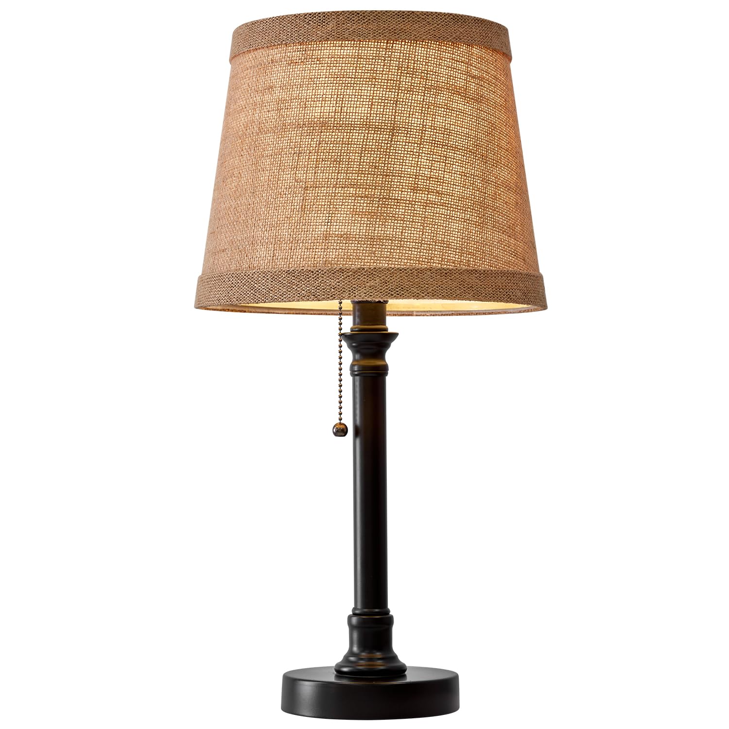 Oneach 19.5" Small Table Lamp For Bedroom - Bedside Lamps For Nightstand, Black Table Lamp For Living Room With Fabric Shade, Desk Reading Lamp For Kids Room Living Room Office Dorm