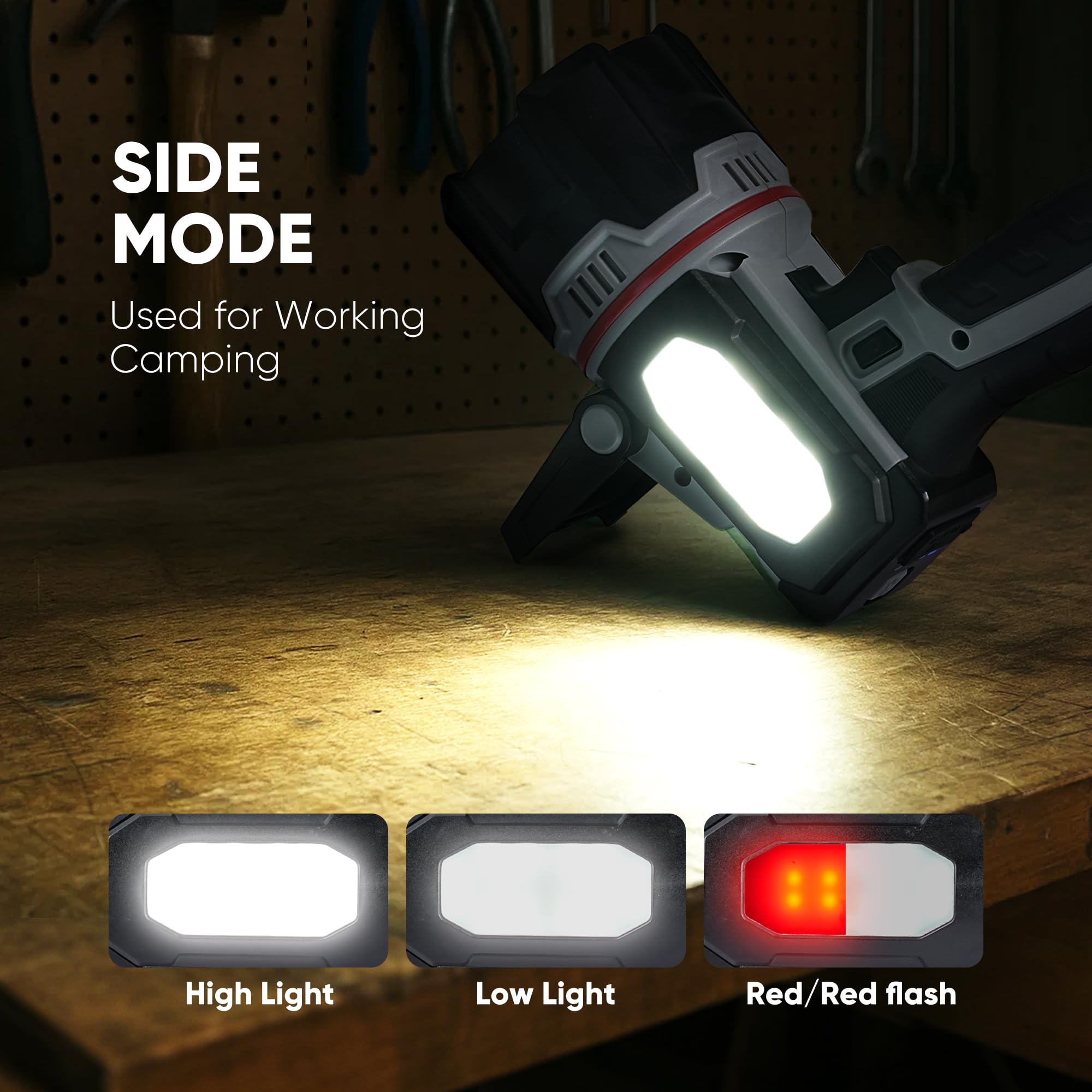 Moonasion Rechargeable Spotlight 1000,000 Lumens, Super Bright Led Spotlight Flashlight Outdoor With Cob Light & Foldable Tripod, 10000Mah Long Lasting Large Handheld Spot Light For Boating Camping