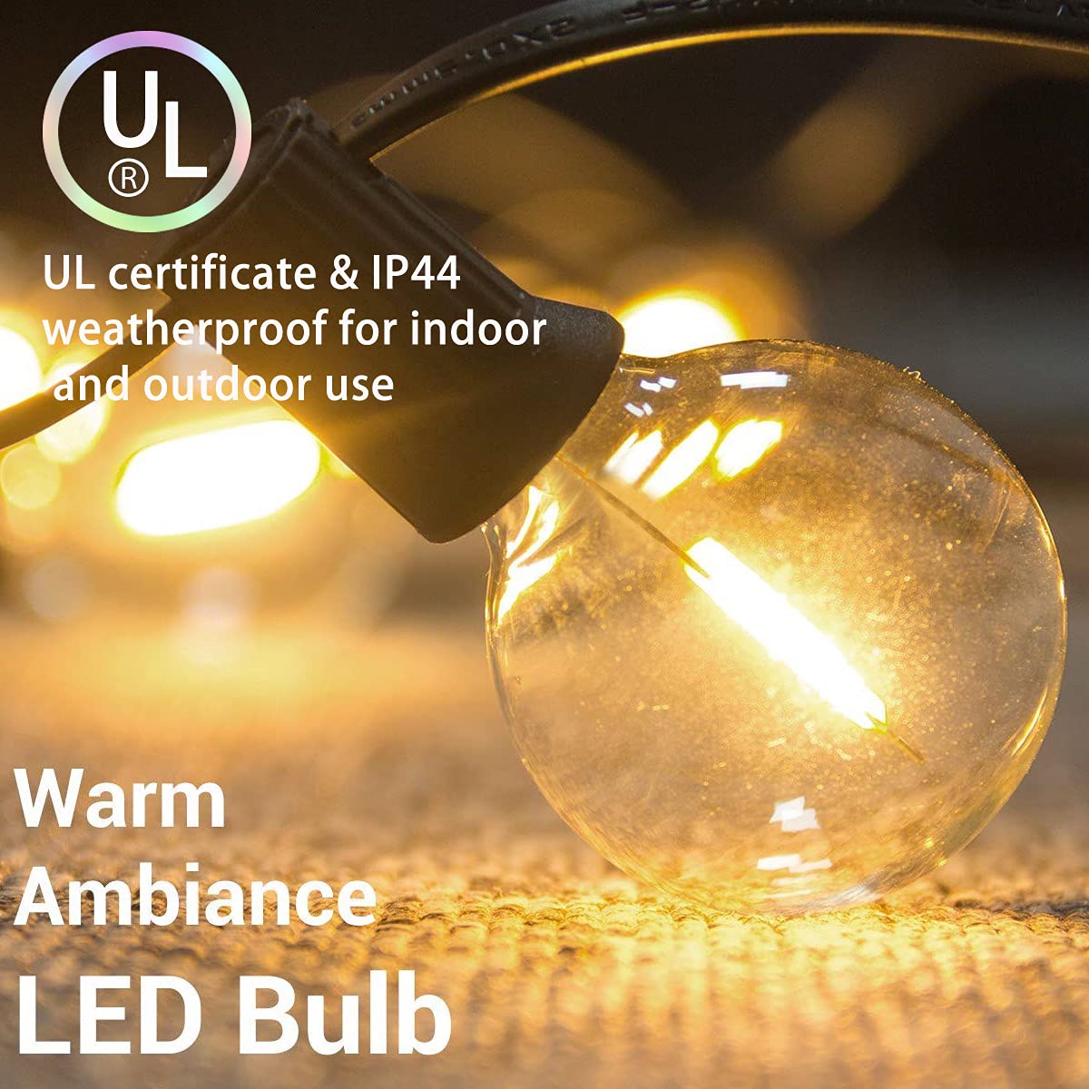 Abeja G40 Led Replacement Bulbs, 1W Shatterproof Globe Bulb Fits E12 Candelabra Screw Base, Led Globe Bulbs Light For Outdoor String Lights, 1.5 Inch Dimmable Light Bulb, Warm White, 25 Pack