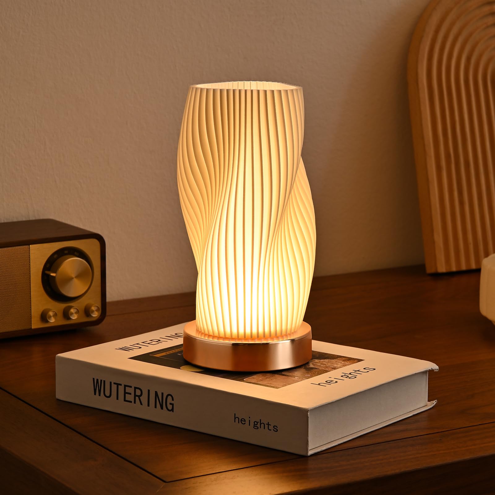 Ekkiploi Bedside Lamps For Bedroom-Button Control Metal Small Table Lamp 12 Way Dimmable Nightstand Lamp Gold Mini Modern Lamp For Living Room, Dorm, Kids Room, Office