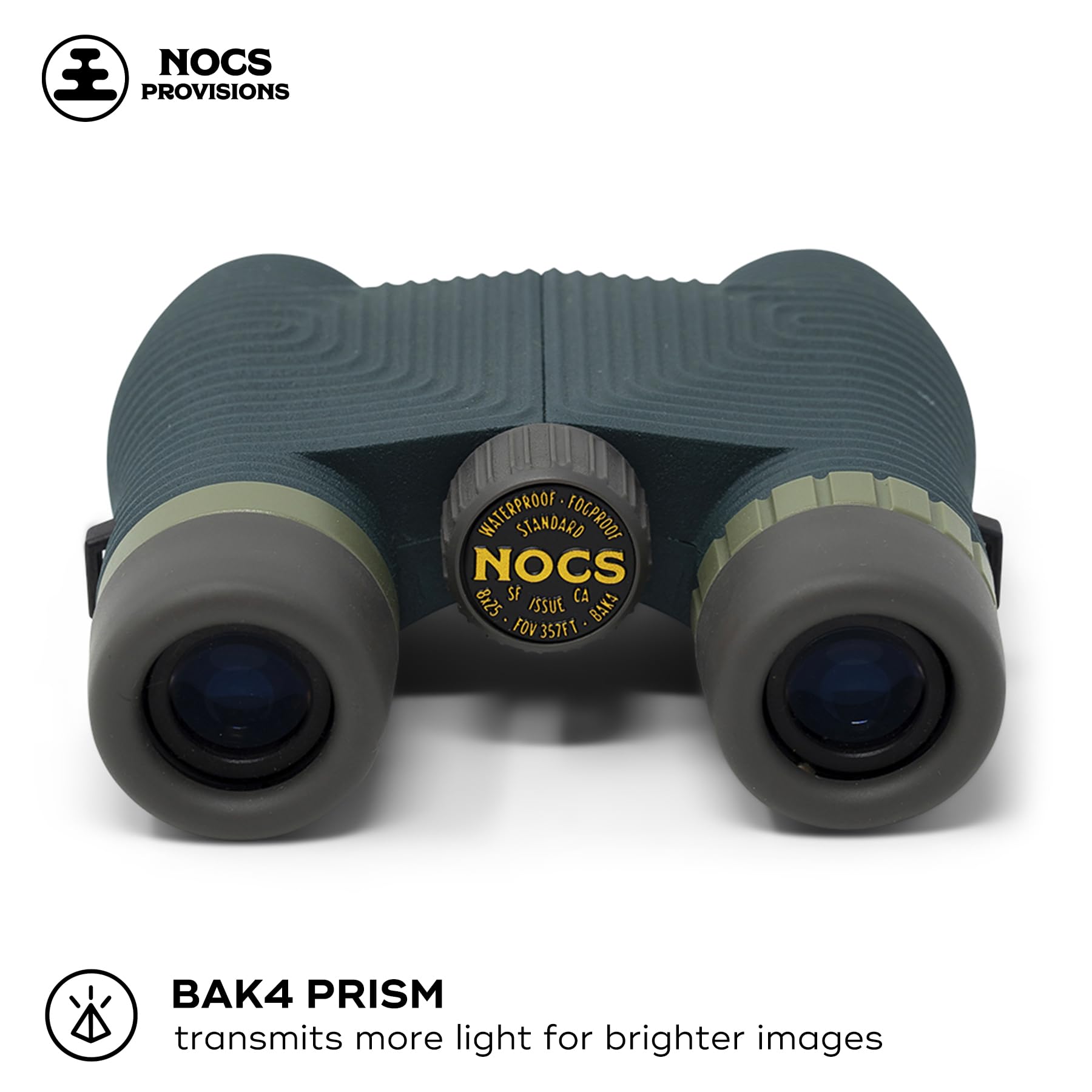 Nocs Provisions Standard Issue 8X25 Waterproof Binoculars, 8X Magnification, Bak4 Prism, Wide View Multi-Coated Lenses For Bird Watching, Hiking & Backpacking - Cypress Green Ii