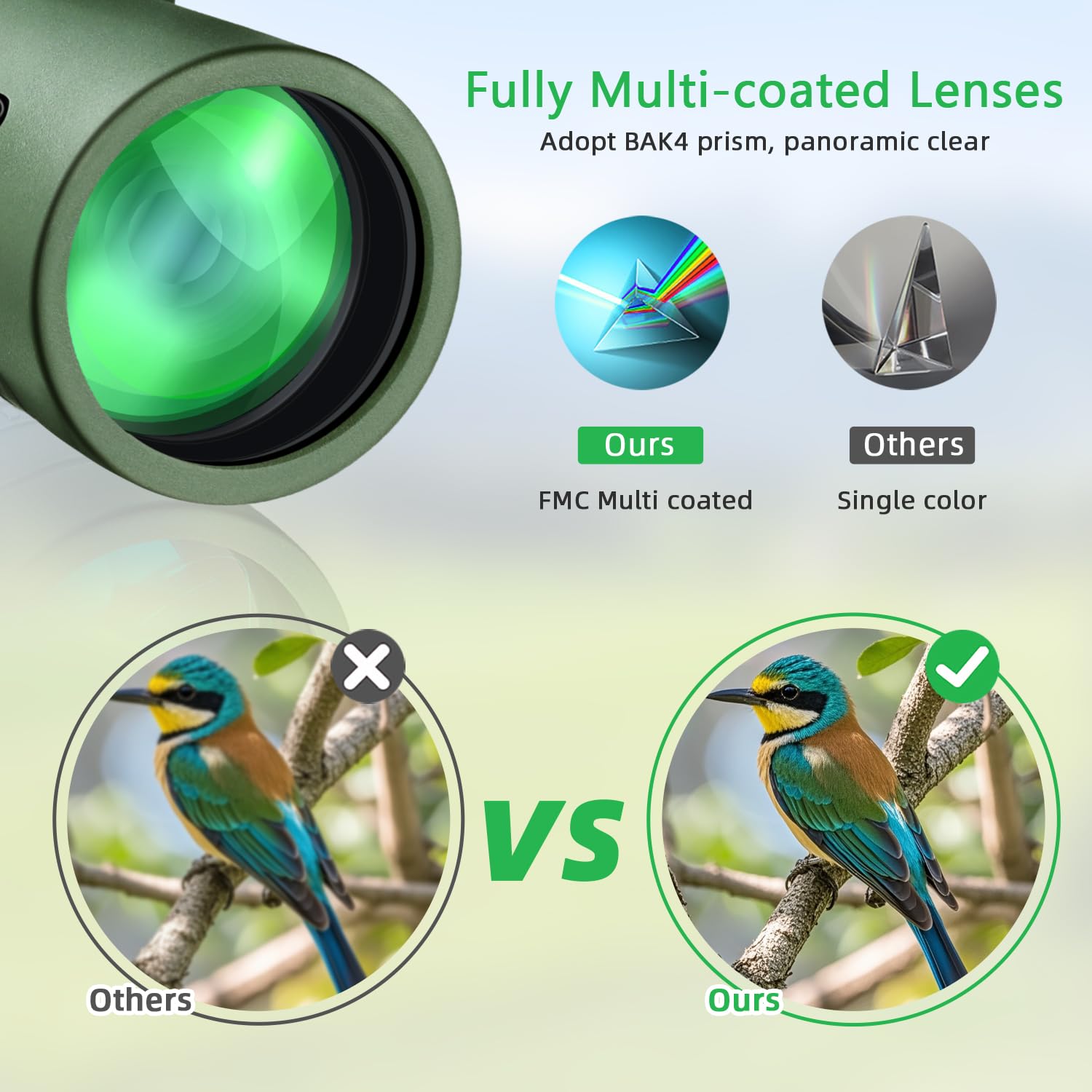 Pankoo 12X50 High-Power Monocular For Adults - Smartphone Adapter, Tripod, Hand Strap - Large Bak4 Prism & Fmc Lens - Perfect For Bird Watching, Sports, Hiking, Traveling