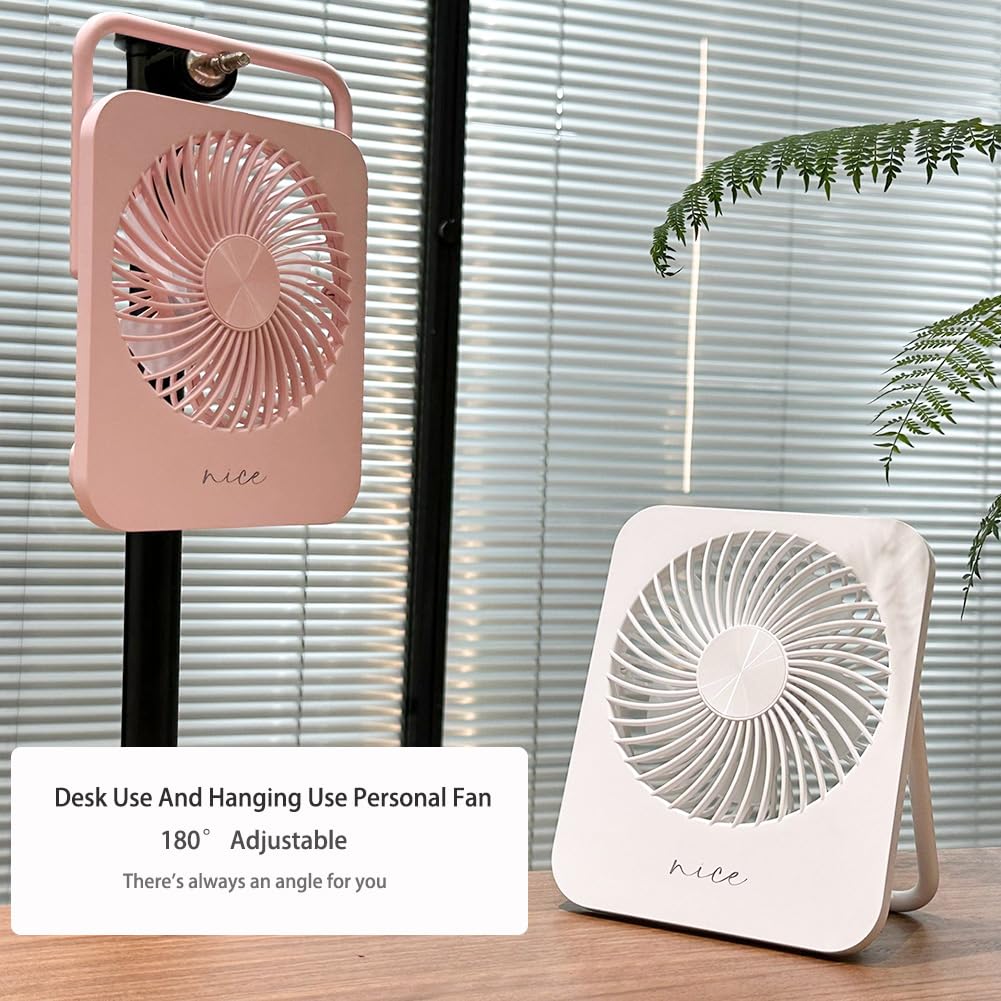 Desk Fan Battery Operated Portable Fan,2000Mah Usb Rechargeable Fan, 4 Speeds Adjustable 180°