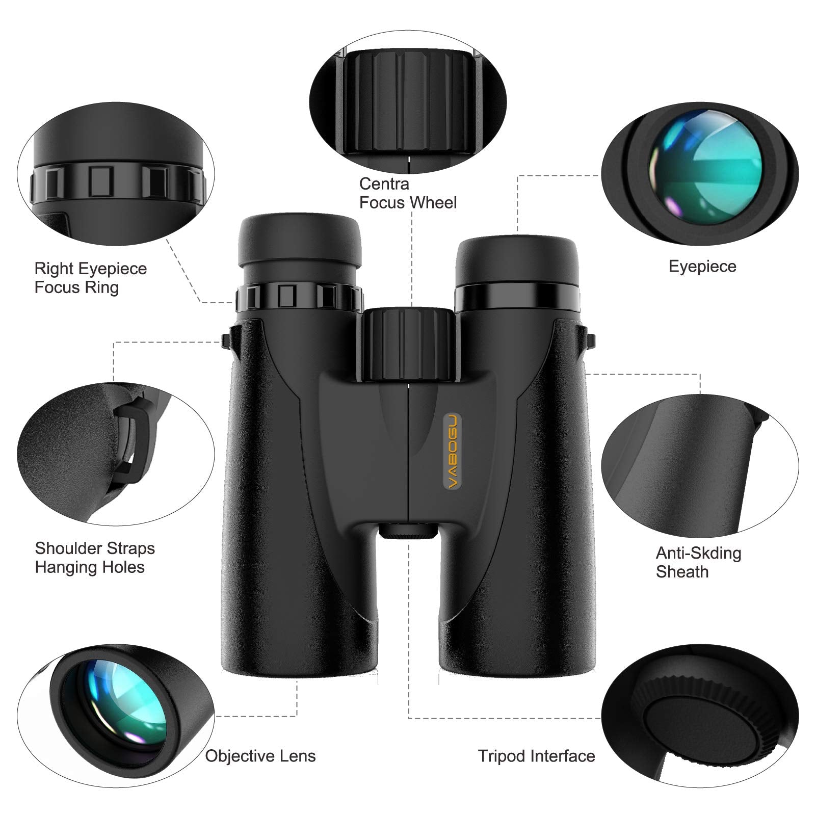 Vabogu 12X42 Binoculars For Adults And Kids Bak4 Prism Fmc Lens Low Light Night Vision Binoculars For Birds Watching Hunting Sports Travel Sightseeing Outdoor Activities