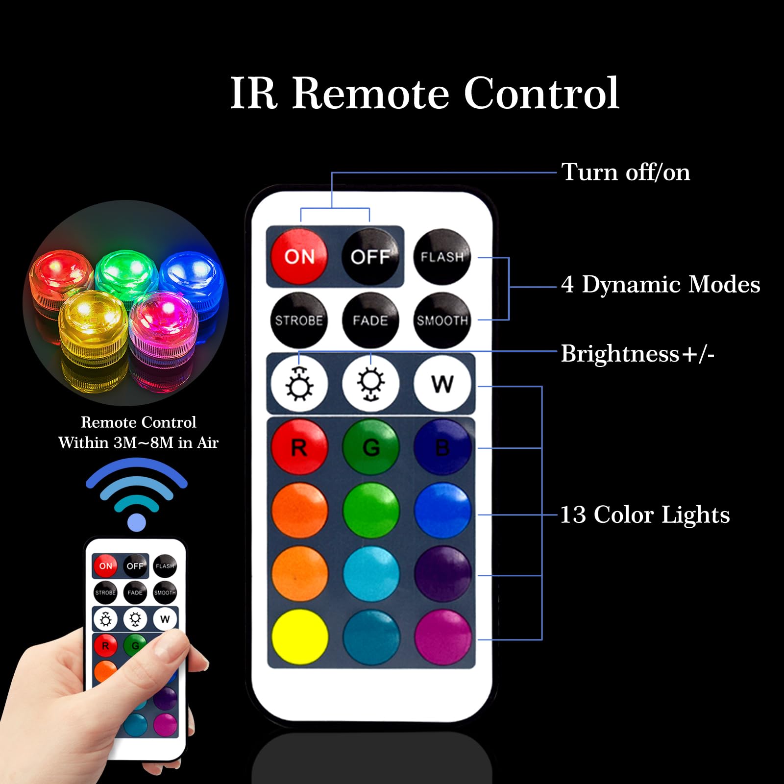 Idyl Light Submersible Led Lights With Remotes, Waterproof Tea Lights Candles Battery Operated Rgb Color Changing Small Led Light For Vase Pool Pond Lantern Halloween(20Pack)