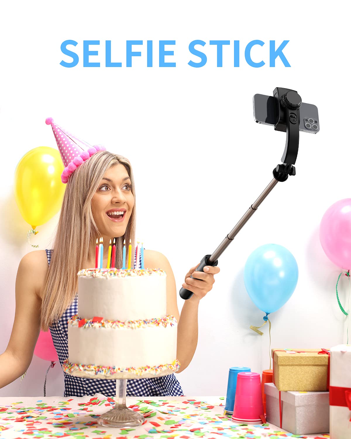 Zizuttin Gimbal Stabilizer With Selfie Stick For Iphone: Portable Handheld Gimble With Tripod & Remote For Cell Phone Camera & Samsung Android Smartphone Recording Video & Vlogging On Tiktok & Youtube
