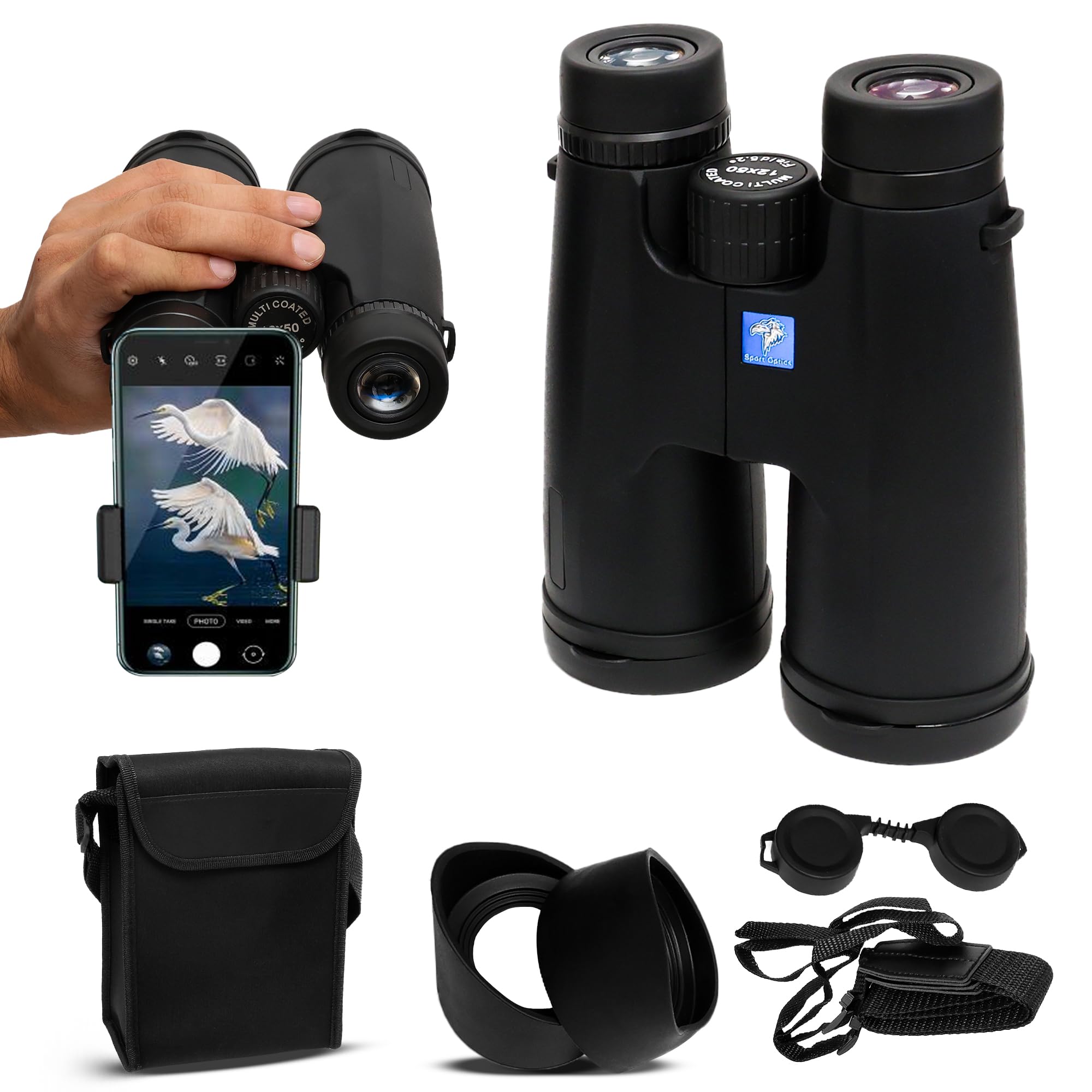 Wallecom 12X50 Hd High Powered Binoculars For Adults With Crystal Clear Low Light Vision, Lightweight, Waterproof, And Easy To Focus - Long Range Compact Binoculars For Bird Watching, Hunting & Travel
