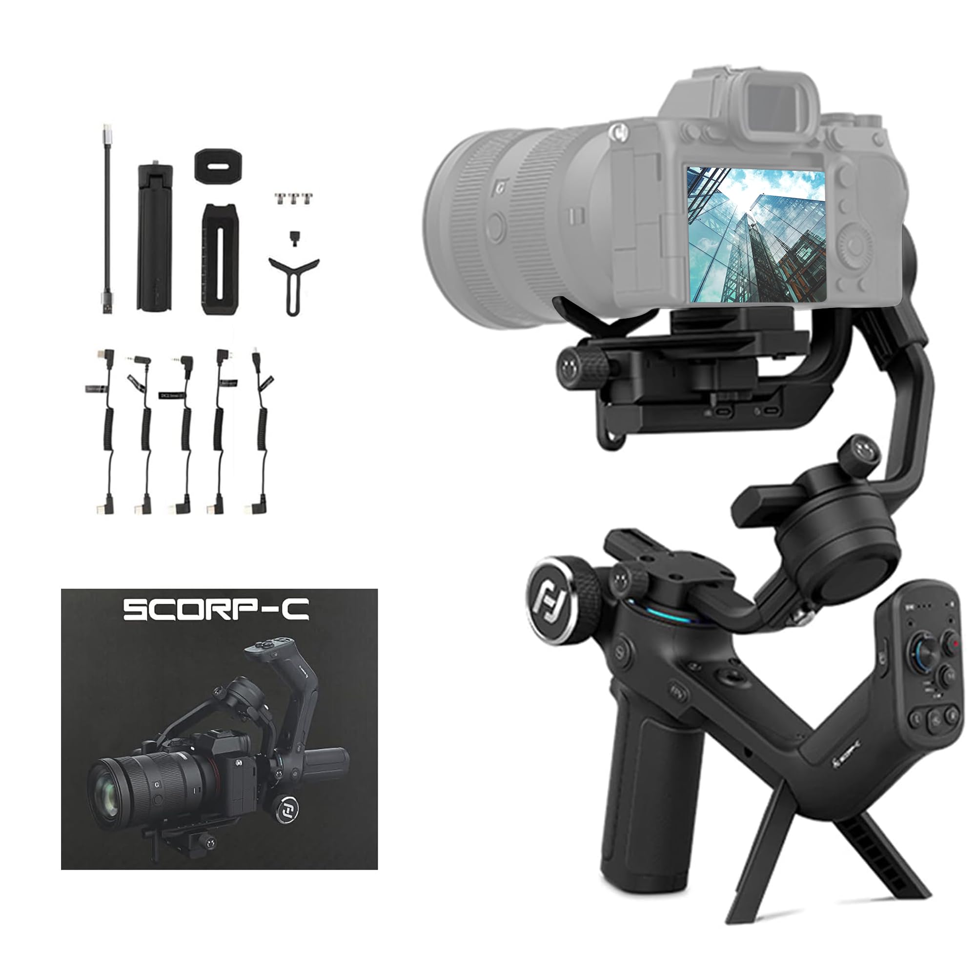 Feiyutech Scorp-C Camera Stabilizer Handheld Gimbal For Dslr&Mirrorless Camera Fits Sony/Canon/Nikon/Panasonic/Fujifilm,Max 5.51Lbs Professional 3-Axis Video Stabilizer,Official-Authorized