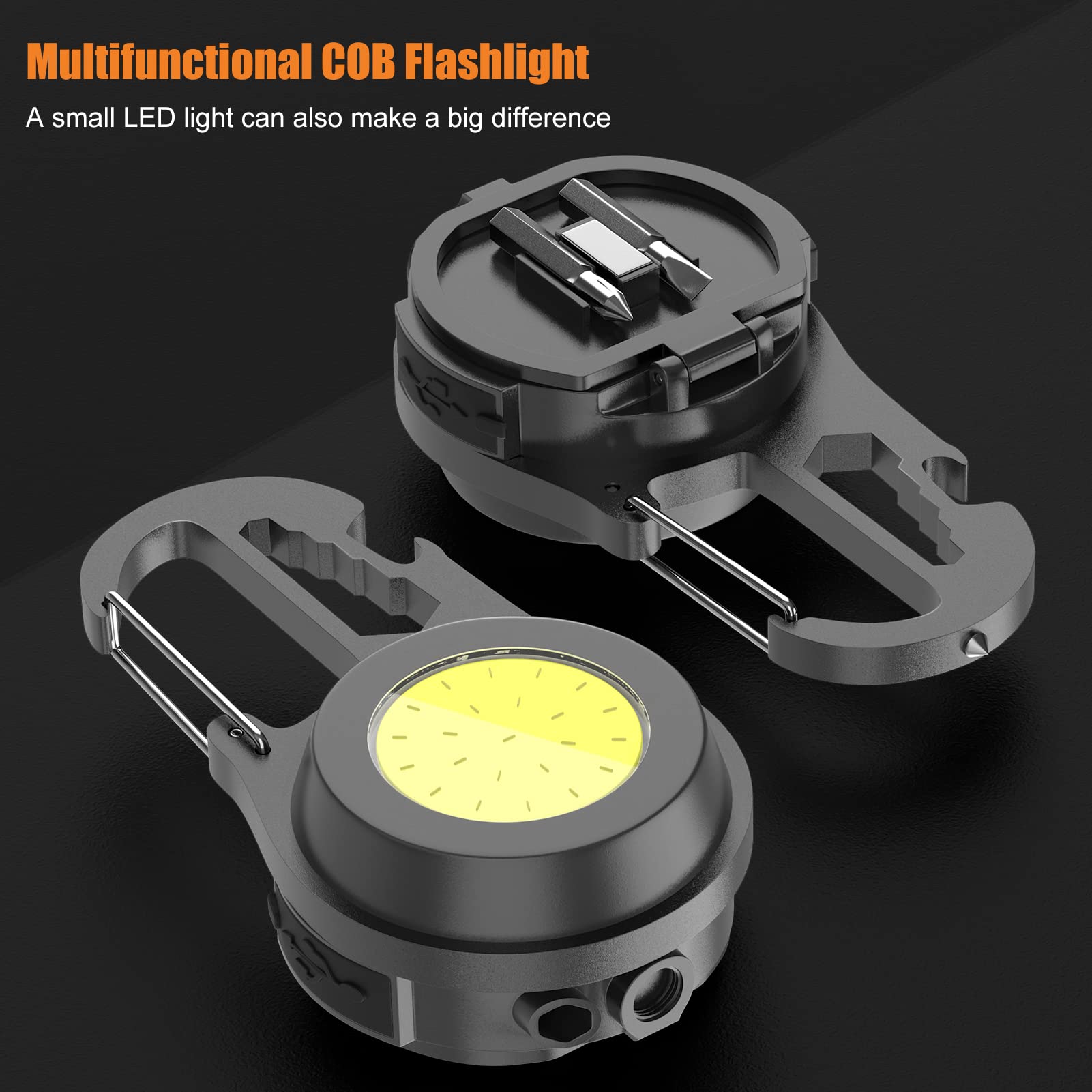 Wejoy Mini Flashlight, Rechargeable, Portable, Waterproof, 800 Lumen, 4 Light Modes, Magnetic, Keychain, Led, Gray