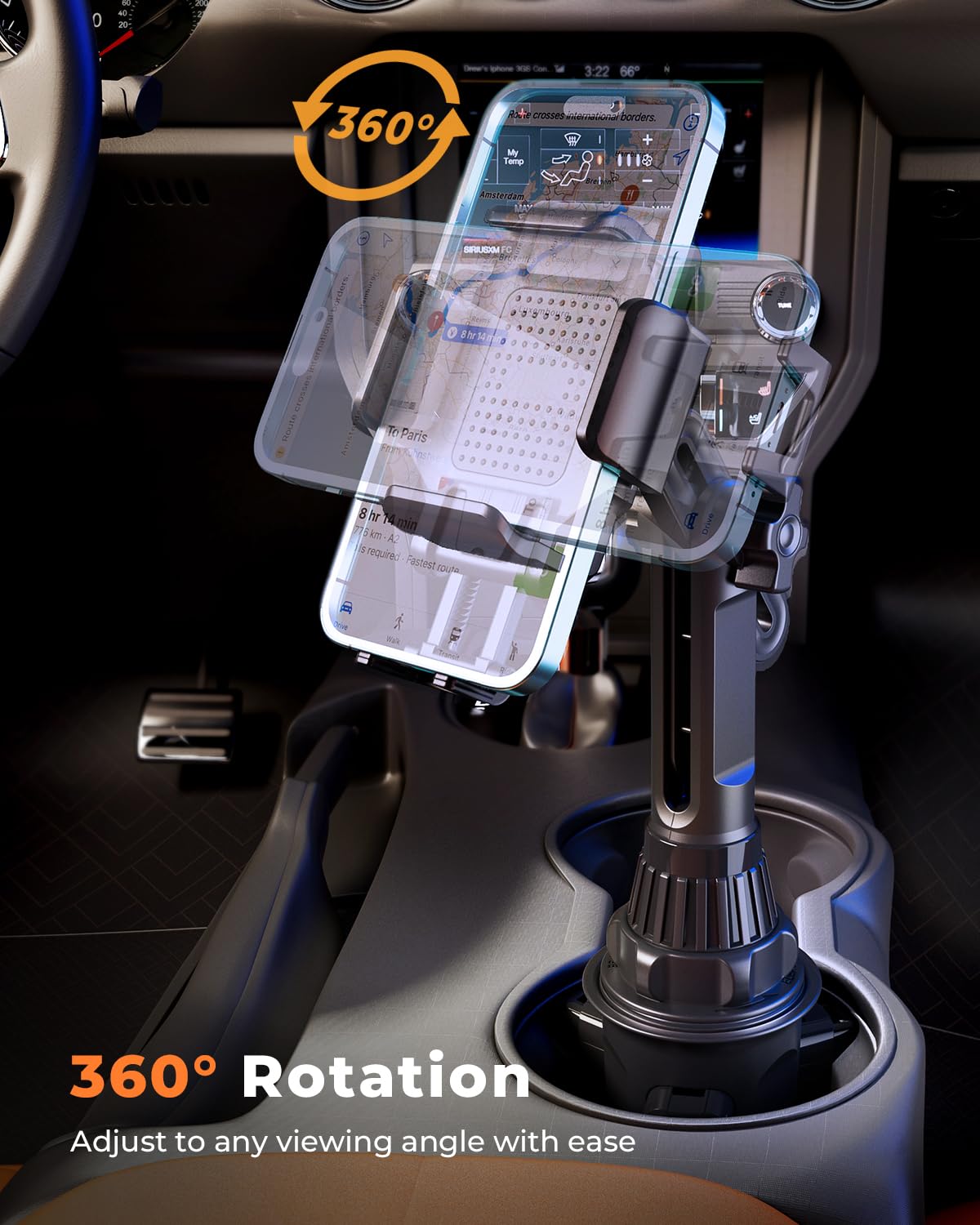 Lorima Cup Phone Holder For Car, Universal Adjustable Cup Holder Phone Mount Compatible With Iphone, Samsung, Huawei, Lg, Sony, And Nokia