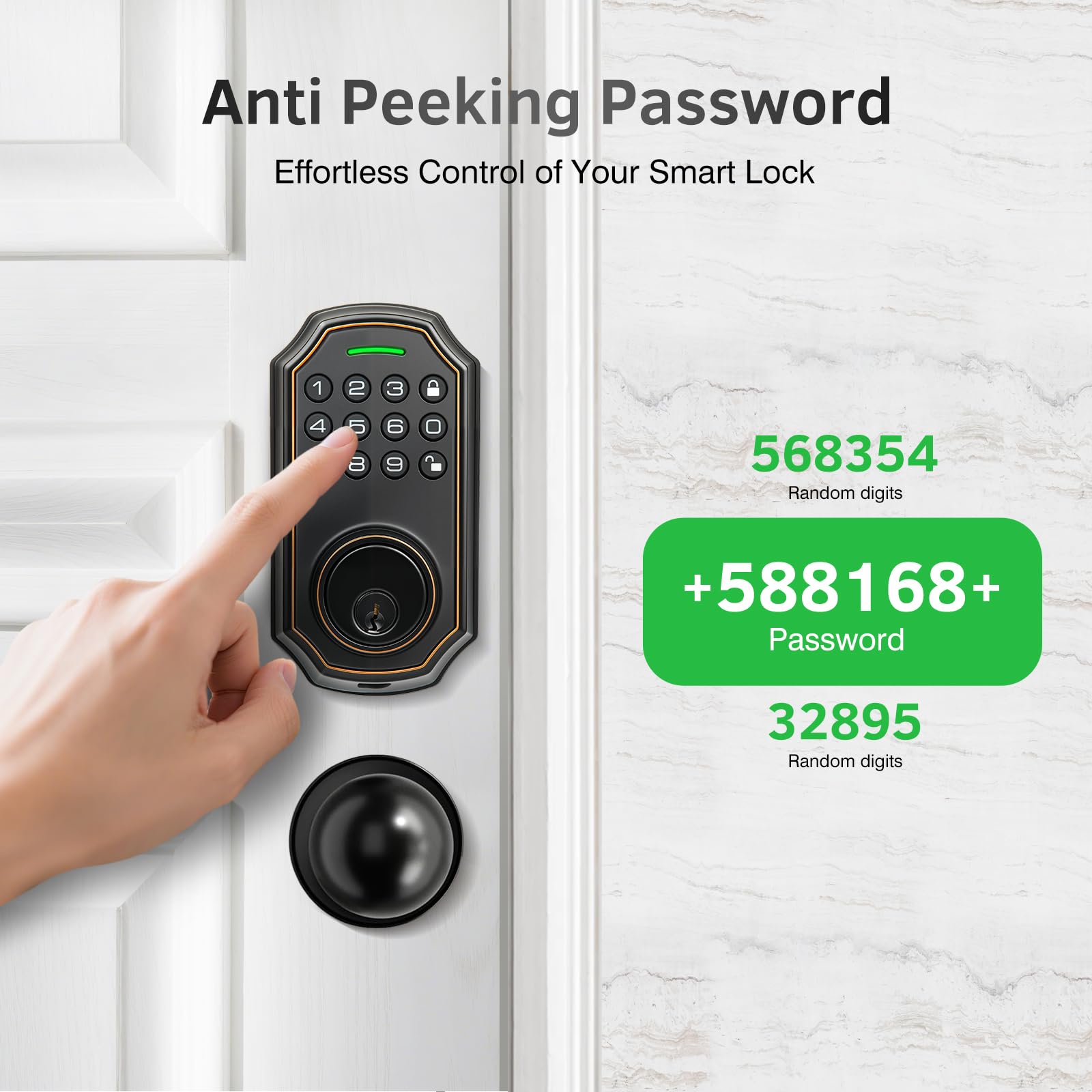 Subpot Smart Keyless Entry Door Lock With 2 Knobs,Front Door Lock Handle Set,Electronic Digital Keypad Deadbolt,Auto Lock,50 User Codes,Voice Prompts,Anti-Peeking Password,Home, Apartment,Satin Nickel