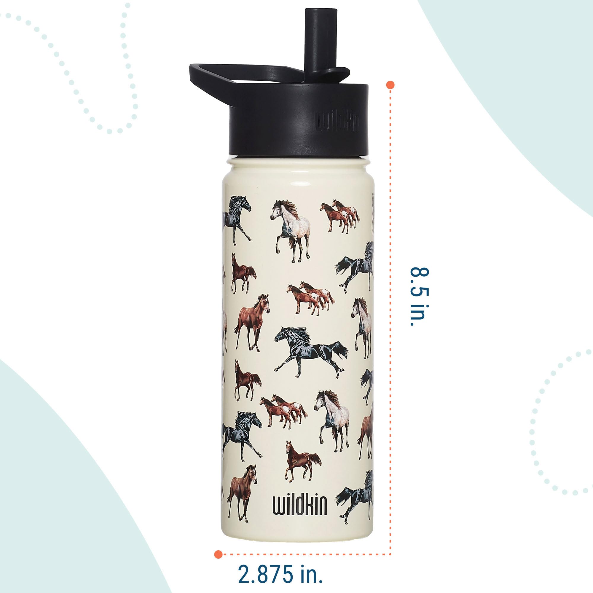 Wildkin Kids 18Oz Stainless Steel Water Bottle –-, Leakproof, Insulated, Easy-Clean