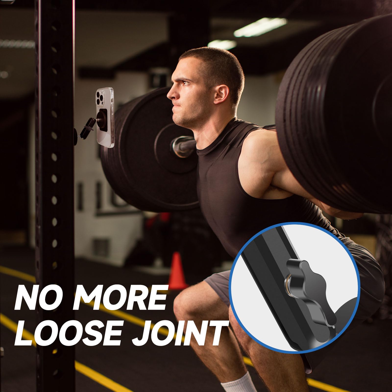 Jolliq Gym Magnetic Phone Holder Attach To Metal Surface, All Metal Dual Magnet Phone Mount For Gym, Compatible With All Iphone & Android, 360 Adjustable, Perfect For Recording Video (1.69In 25Lbs)
