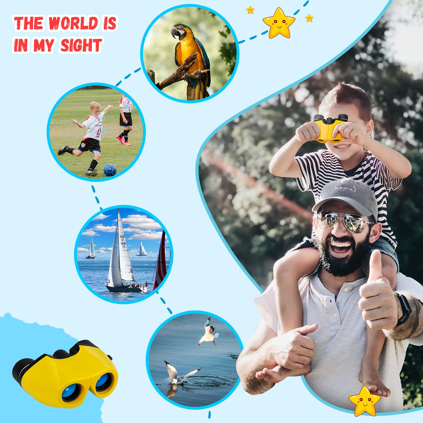 Xrkroptend 8X21 High Powder Binoculars For Kids 3.5.8.12 - For Boys & Girls,Compact Children Mini Binoculars For Bird Watching,Hiking, Hunting, Children Outdoor Camping Gear