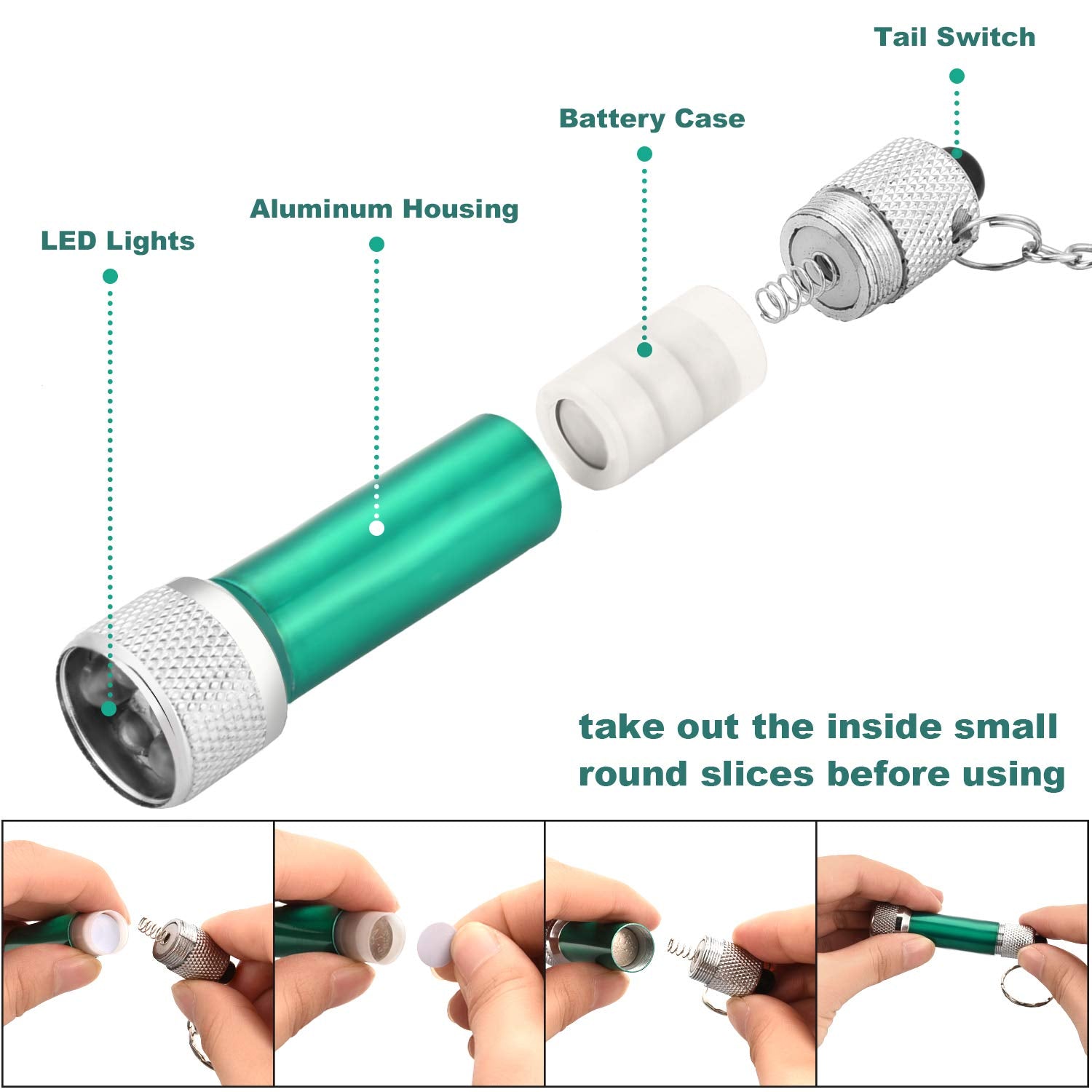 Honoson 30 Pieces Mini Led Flashlight Keychain Portable 5 Bulb Led Flashlight For Camping Party Favors