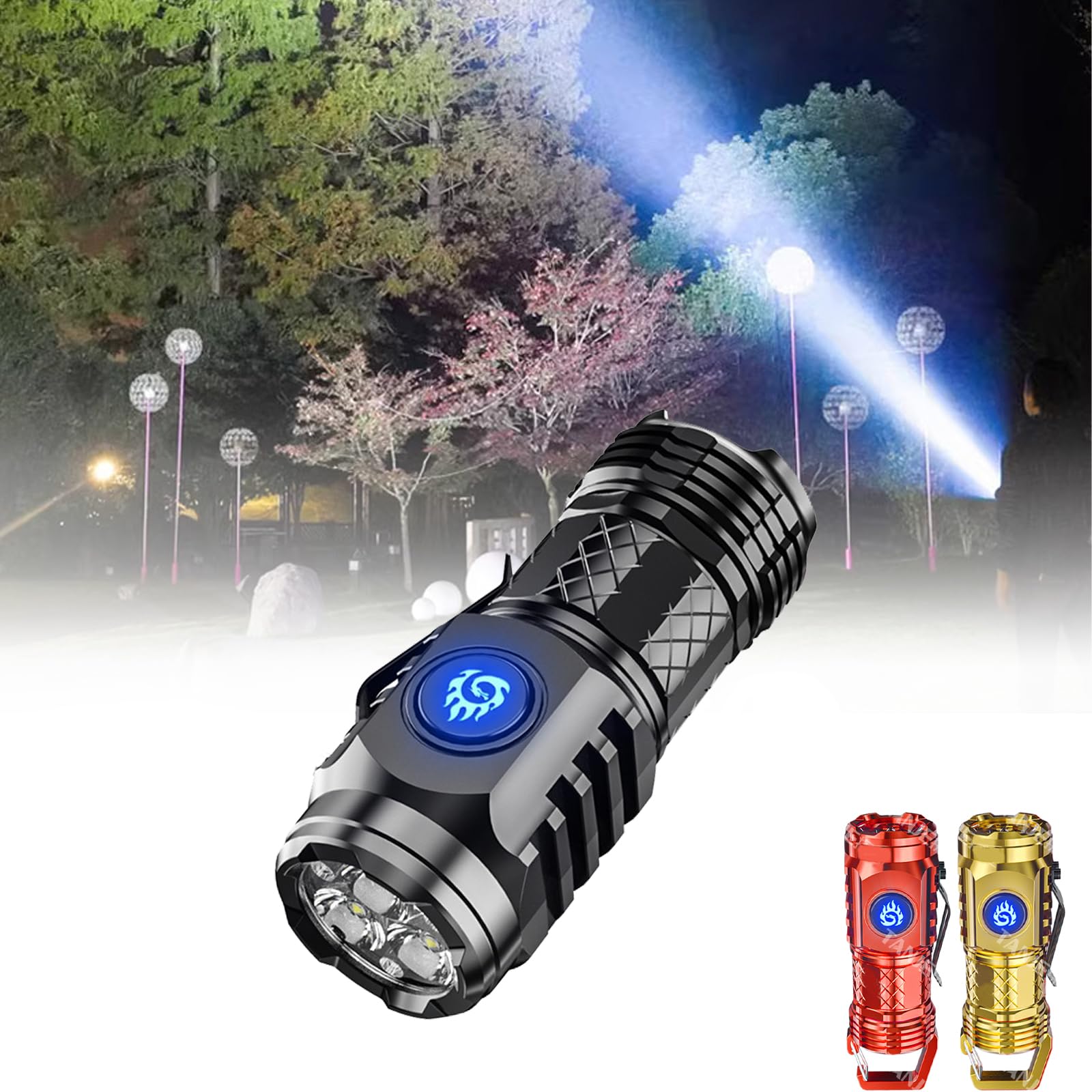 Liucocotos Three-Eyed Monster Mini Flash Super Power Flashlight, German Three Eyed Monster Mini Flashlight, Thumb Sized Flashlight, Original Three Eyed Monster Mini Flashlight With Magnetic Base (Black)