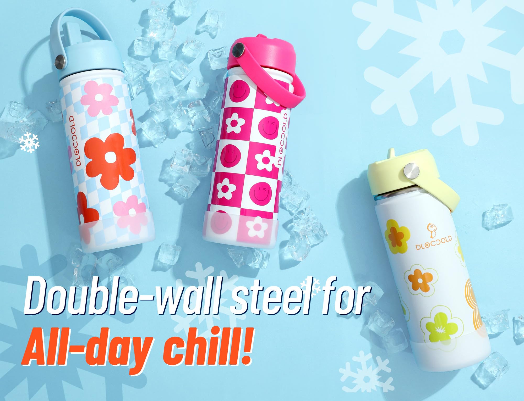 Dloccold 20Oz Kids Water Bottle With Leakproof Straw Lid & Handle, Insulated Stainless Steel