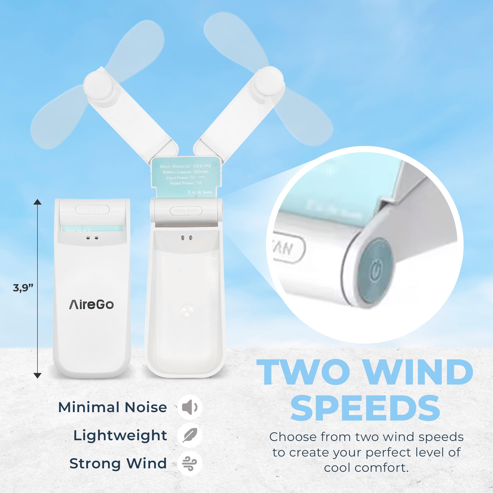 Portable Mini Handheld Fan, Foldable, Usb Rechargable Battery, Two Wind Speeds, Travel, Outdoors
