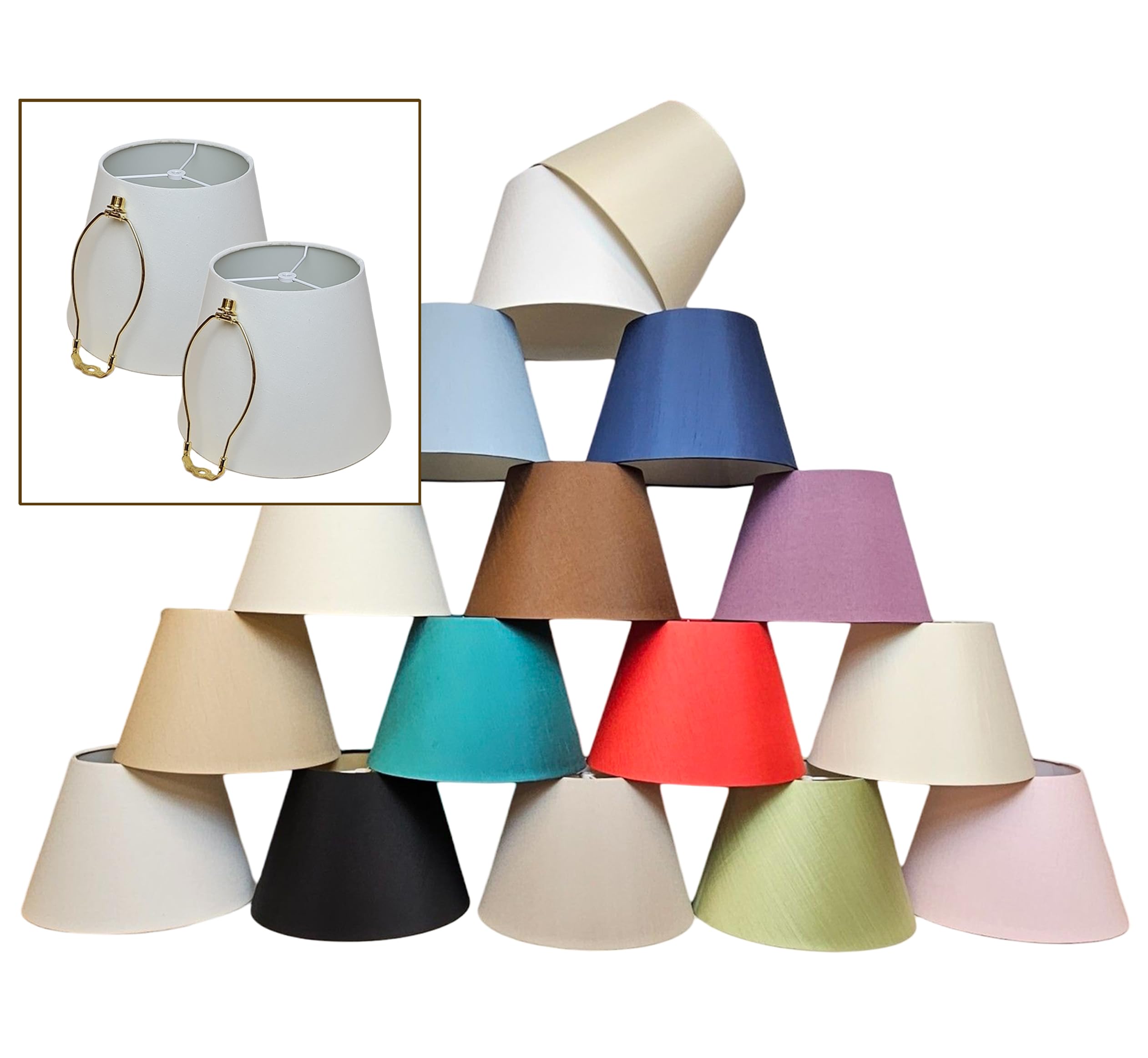 Royal Designs, Inc. Set Of 2 Deep Empire Hardback Lamp Shade For Table Lamp, Linen Fabric, Hb-646-13Lnwh-2, 8 X 13 X 9 In (Top X Bottom X Height), Linen White, Includes Set Of 2 Lamp Harp Holders