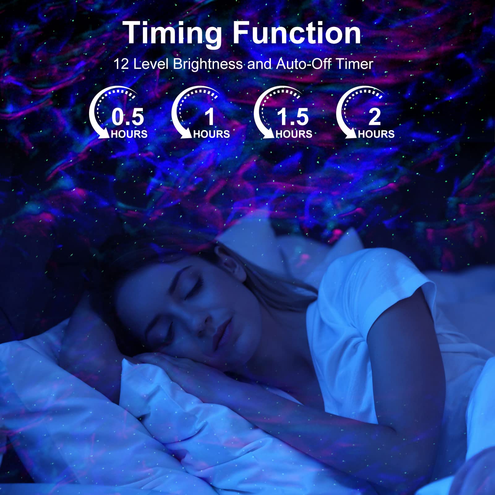 Syounda Star Projector 3 In 1 Galaxy Night Light Projector With White Noise And Bluetooth Speaker For Home Bedroom Decor, Remote Control, Christmas Birthday  For Kids Women Man - White