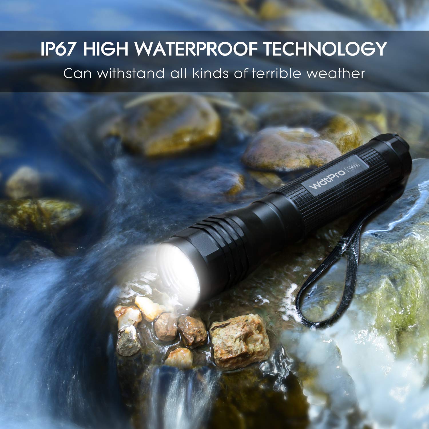 Wdtpro High-Powered Led Flashlight S3000, Super Bright Flashlights - High Lumen, Ip67 Water Resistant, 3 Modes And Zoomable For Camping, Emergency, Hiking,