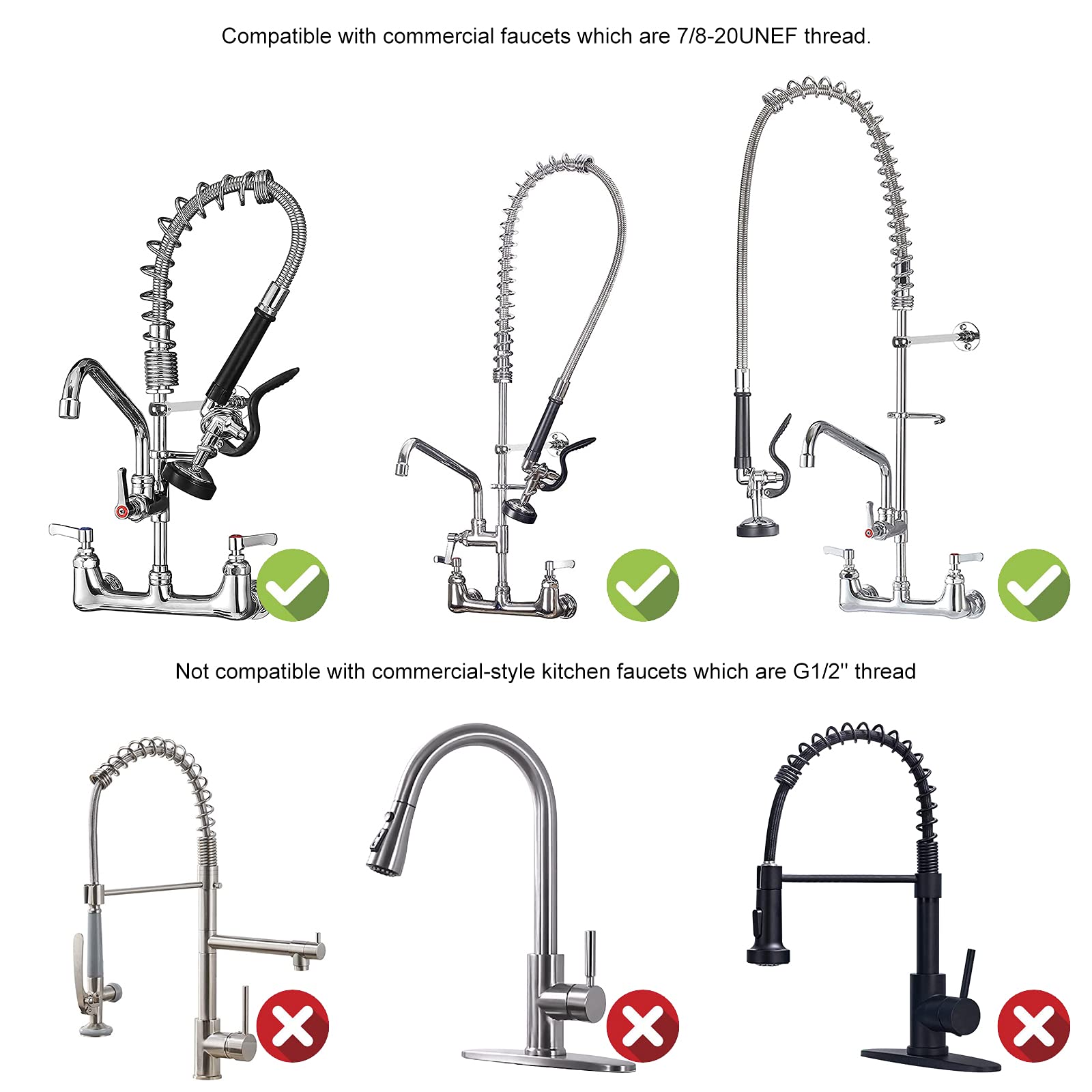Jzbrain Commercial Sink Sprayer Pre Rinse Sprayer Replacement For Commercial Kitchen Faucet - 1.42 Gpm High Pressure Commercial Dish Sprayer Pre Rinse Spray Valve With Handle Chrome Polished (Grey)