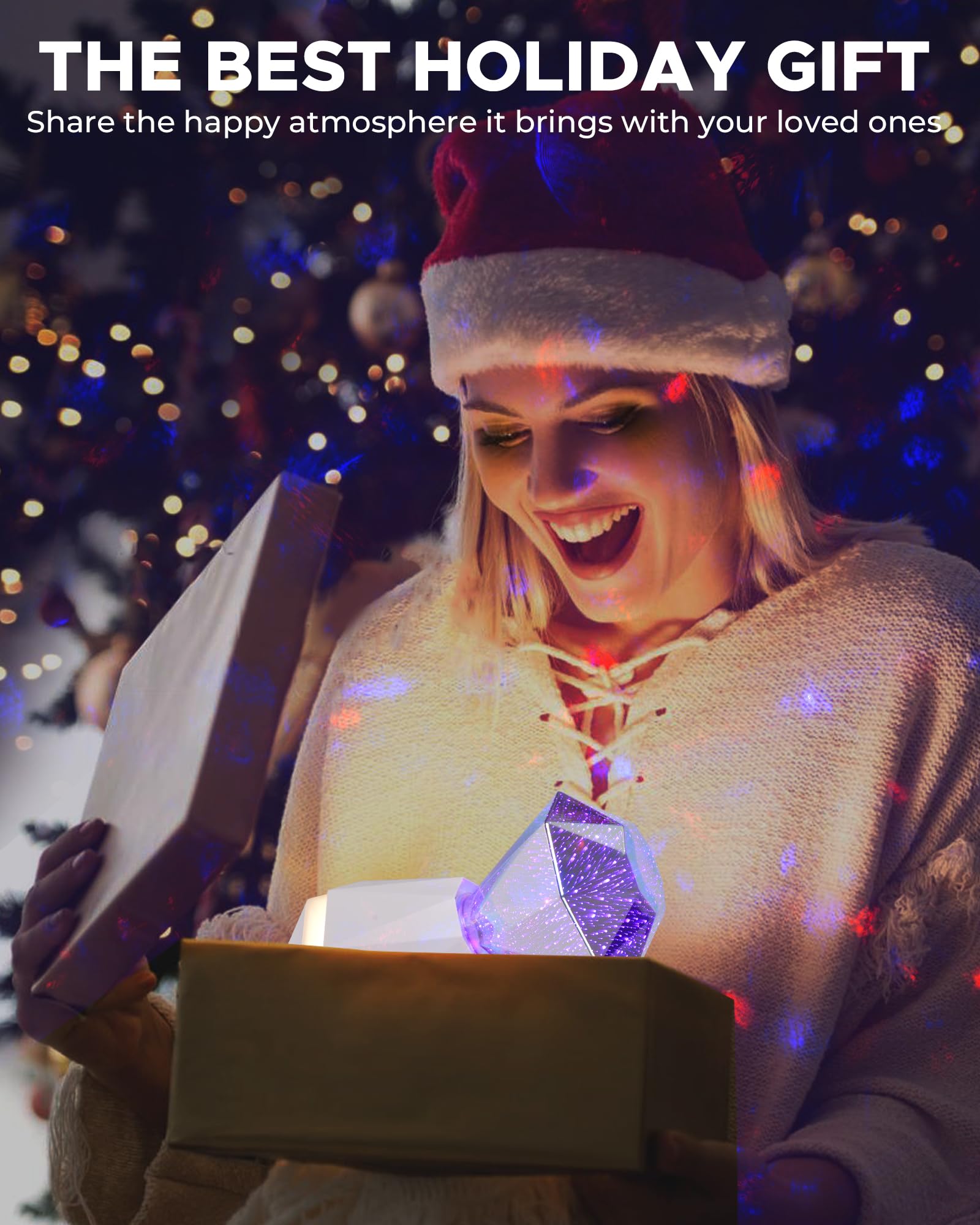 Mansuon 3D Diamond Laser Light, Dimmable Firework Bedside Lamp, With Led Night Light, Built In Speaker, Atmosphere Table Lamp For Living Room Decor, Valentine'S Day And Birthday