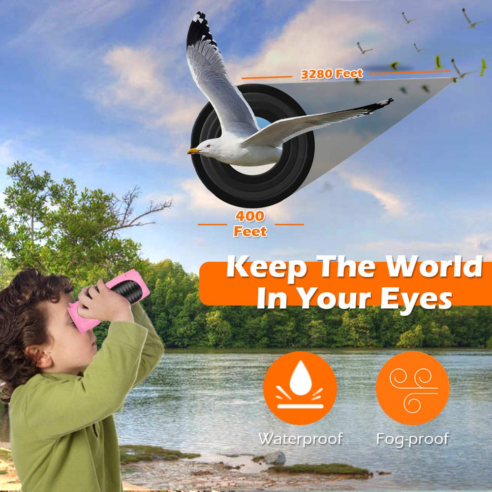 Qteclor Compact Mini Binoculars For Kids – 8X21 Zoom Kids Binoculars Toy  Shock Proof For 3 4 5 6 7 8 9 10 11 12 13 Years Old Boys Girls Bird Watching Sporting Events Children Best Present