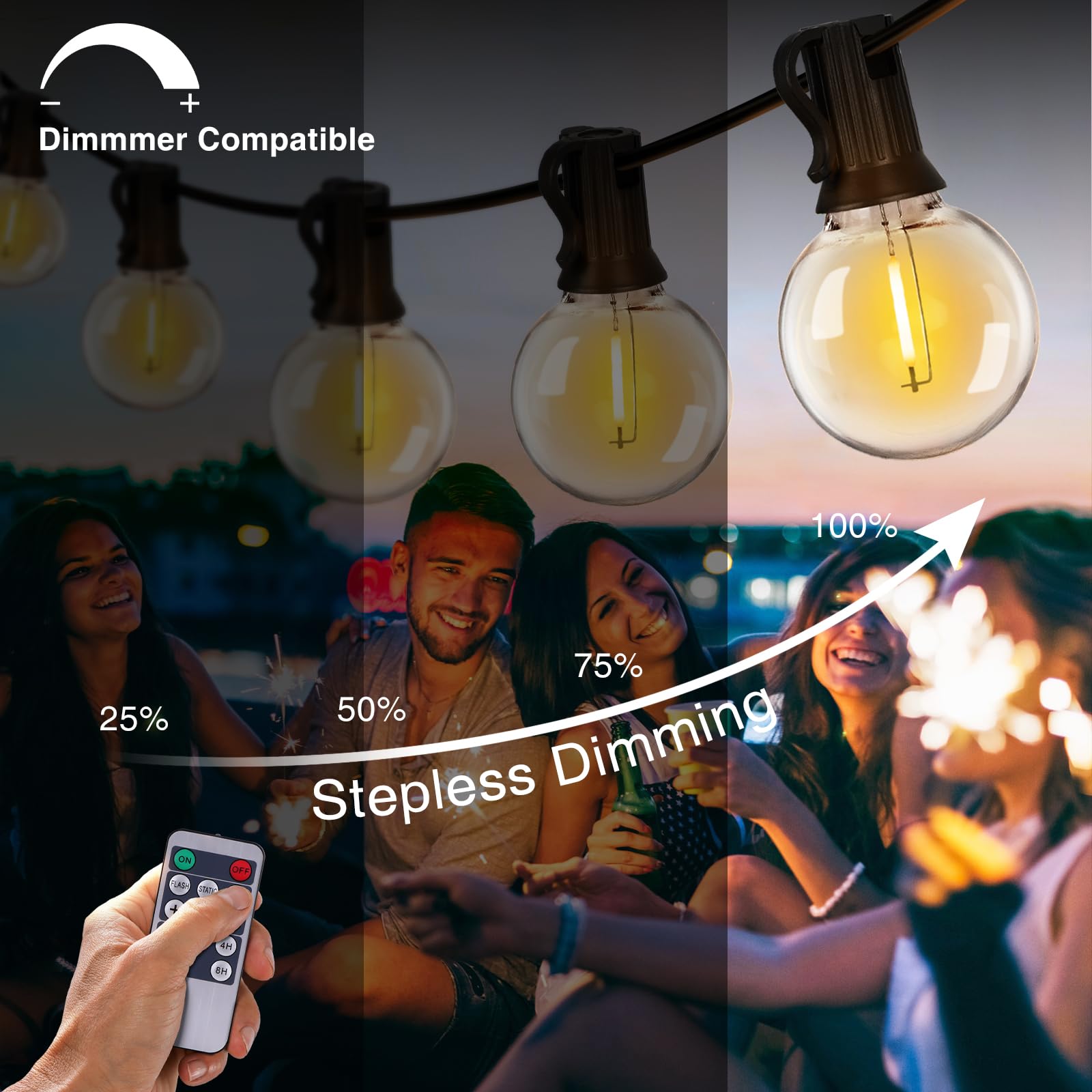 Zjojo Solar Outdoor String Lights 35Ft G40 Globe Patio Lights Outdoor String Lights Solar Powered With 15 Edison Glass Bulbs 2700K Shatterproof Hanging Lights For Porch Garden Backyard Pergola Bistro