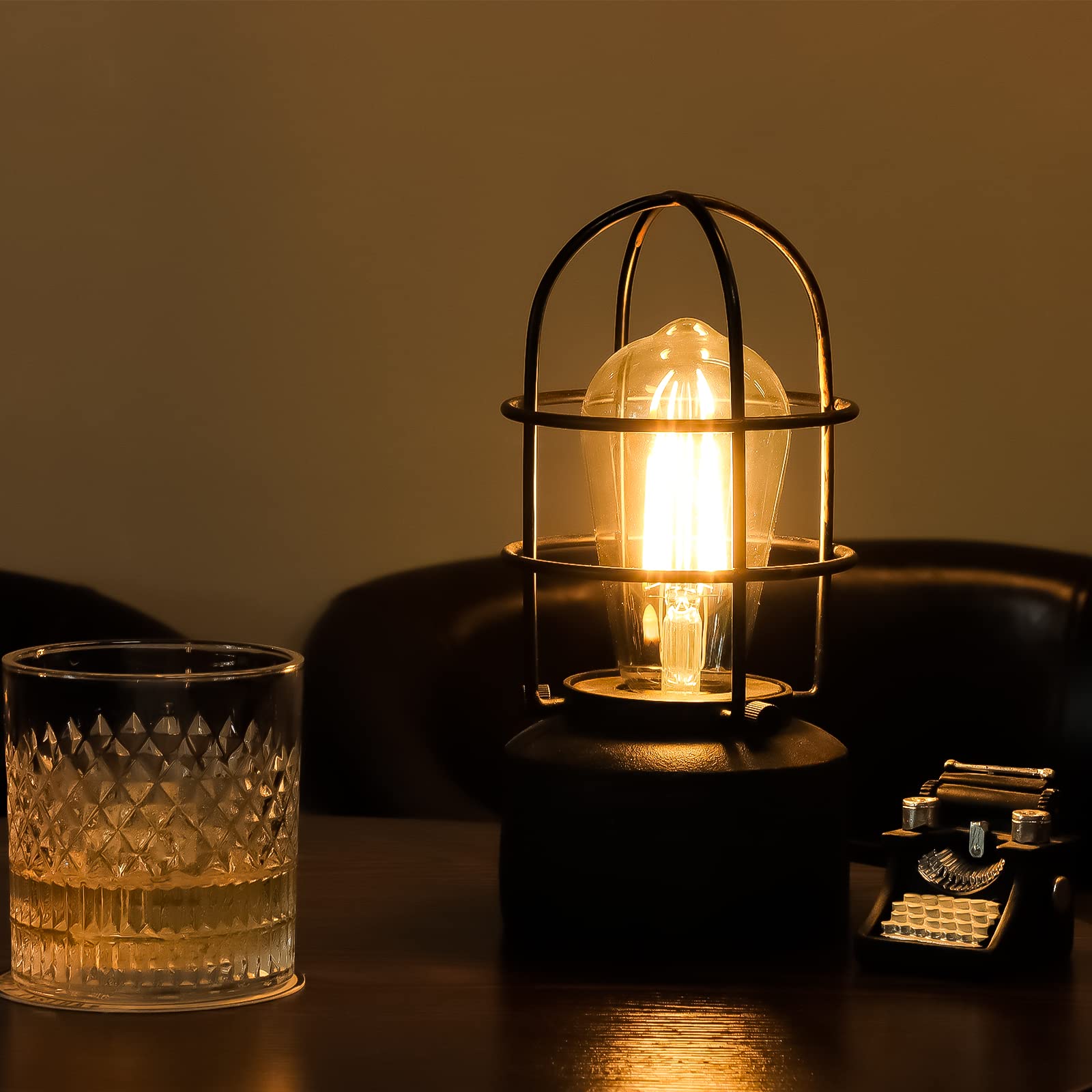 Haian Support 𝗦𝗺𝗮𝗹𝗹 𝗧𝗼𝘂𝗰𝗵 𝗧𝗮𝗯𝗹𝗲 𝗟𝗮𝗺𝗽 For Small Spaces - 3 Way Dimmable Industrial Bedside Lamp - Steampunk Antique Nightstand Desk For Bedroom, Living Room (Bulb Included)