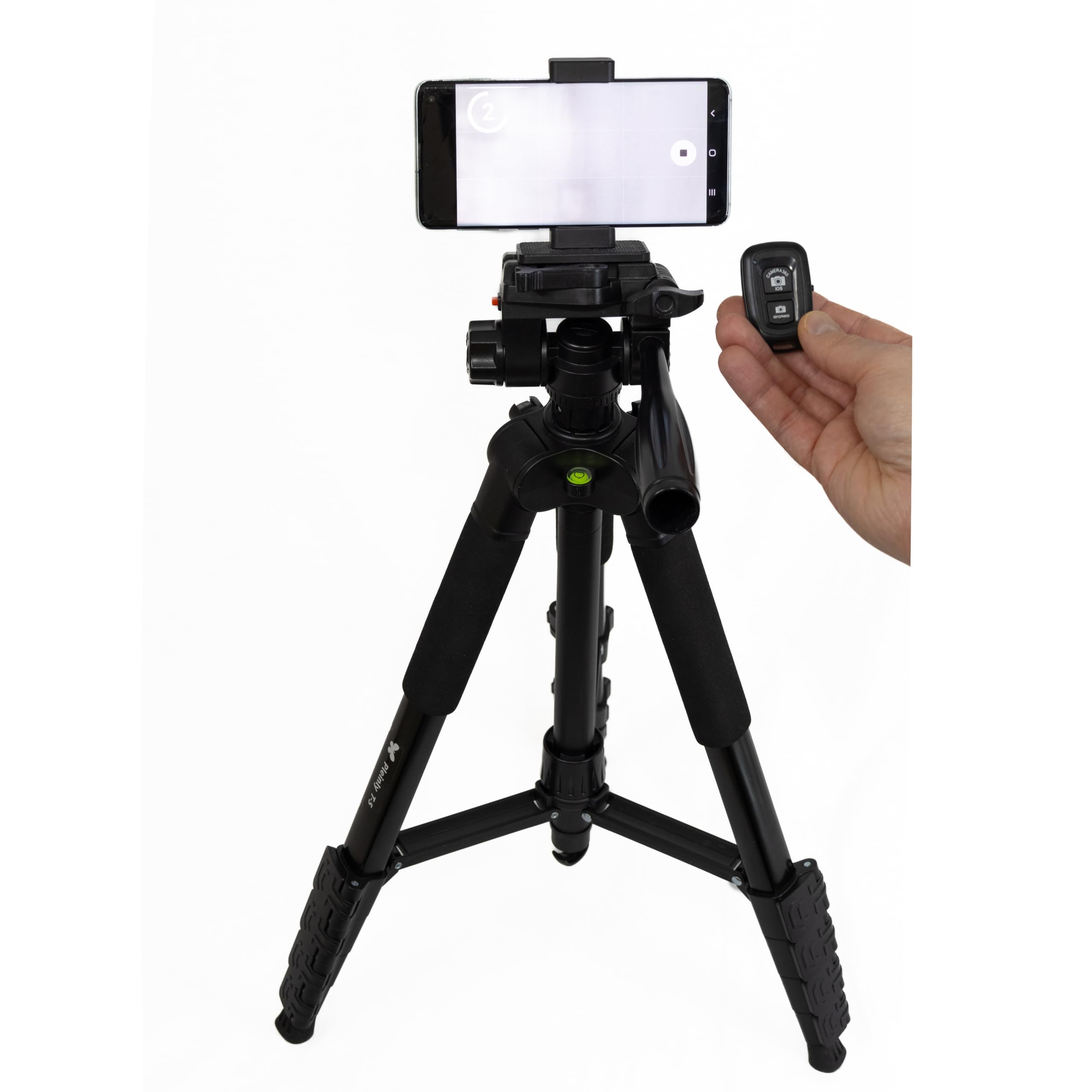 Pleinly T-5 Stong Tripod For Plein Air Easels, Pochade Boxes, Smartphones & Cameras – 68" Tall, 19.3" Compact, Lightweight (2.6 Lbs) – 360° Pan Head, 4 Flip Locks, 3 Quick Release Plates, Phone Holder