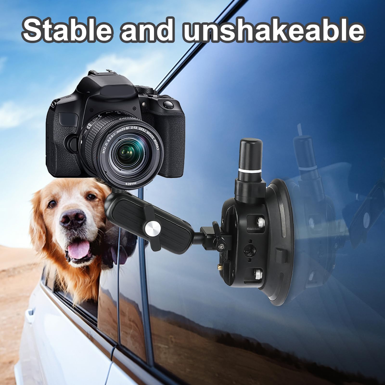 Taisioner Camera Suction Cup Mount 4.5In Pump-Actived Vacuum Suction Mount With Ball Headquick Release Magic Arm Metal Suction Cup Mount On Car Boat Windshield Window Camera/Action Camera/Phone Holder