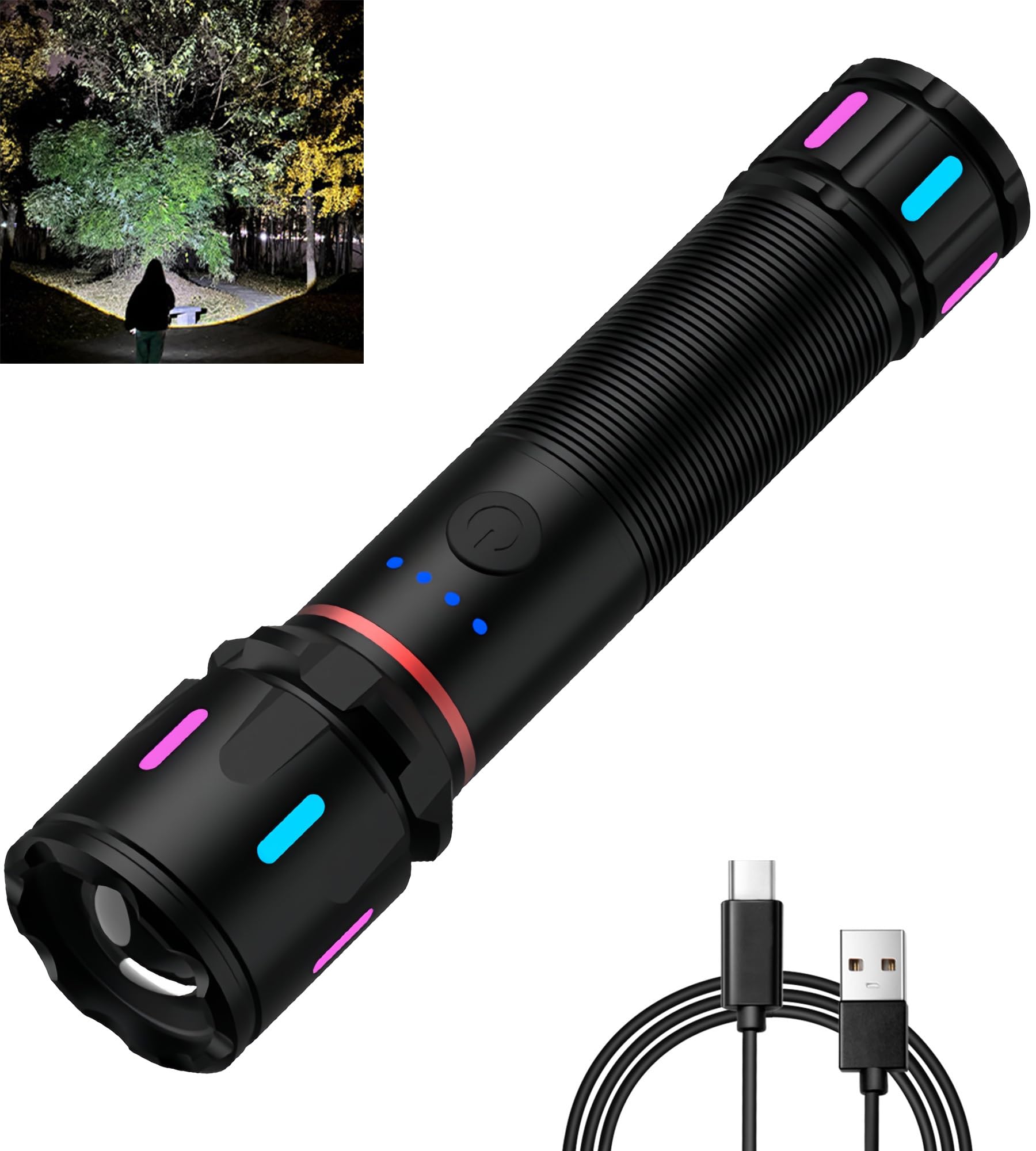 Wahliwahli 2 Pack Led Rechargeable Flashlights High Lumens, 1500+ Lumens Super Bright Zoomable Fluorescent Flashlights, Waterproof Powerful Multifunctional Flashlights For Home Camping Hiking